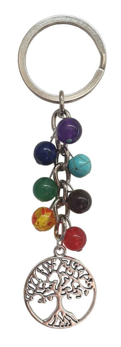 Saraswati Schlüsselanhänger Schlüsselanhänger "Lebensbaum" Chakra Edelsteine mit Metall Anhänger