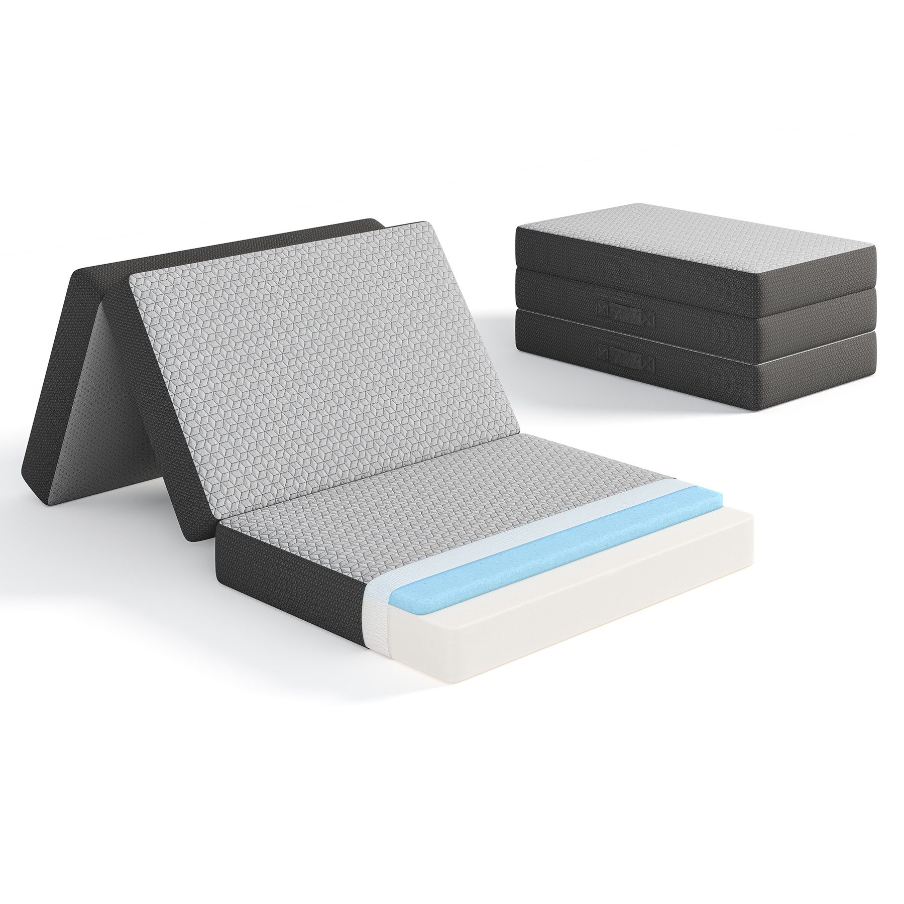 Klappmatratze Faltmatratze, Gästematratze 10cm hoch, Kaltschaummatratze 15cm hoch, Uliyati, mit Tragegriffen, Aufbewahrungstasche