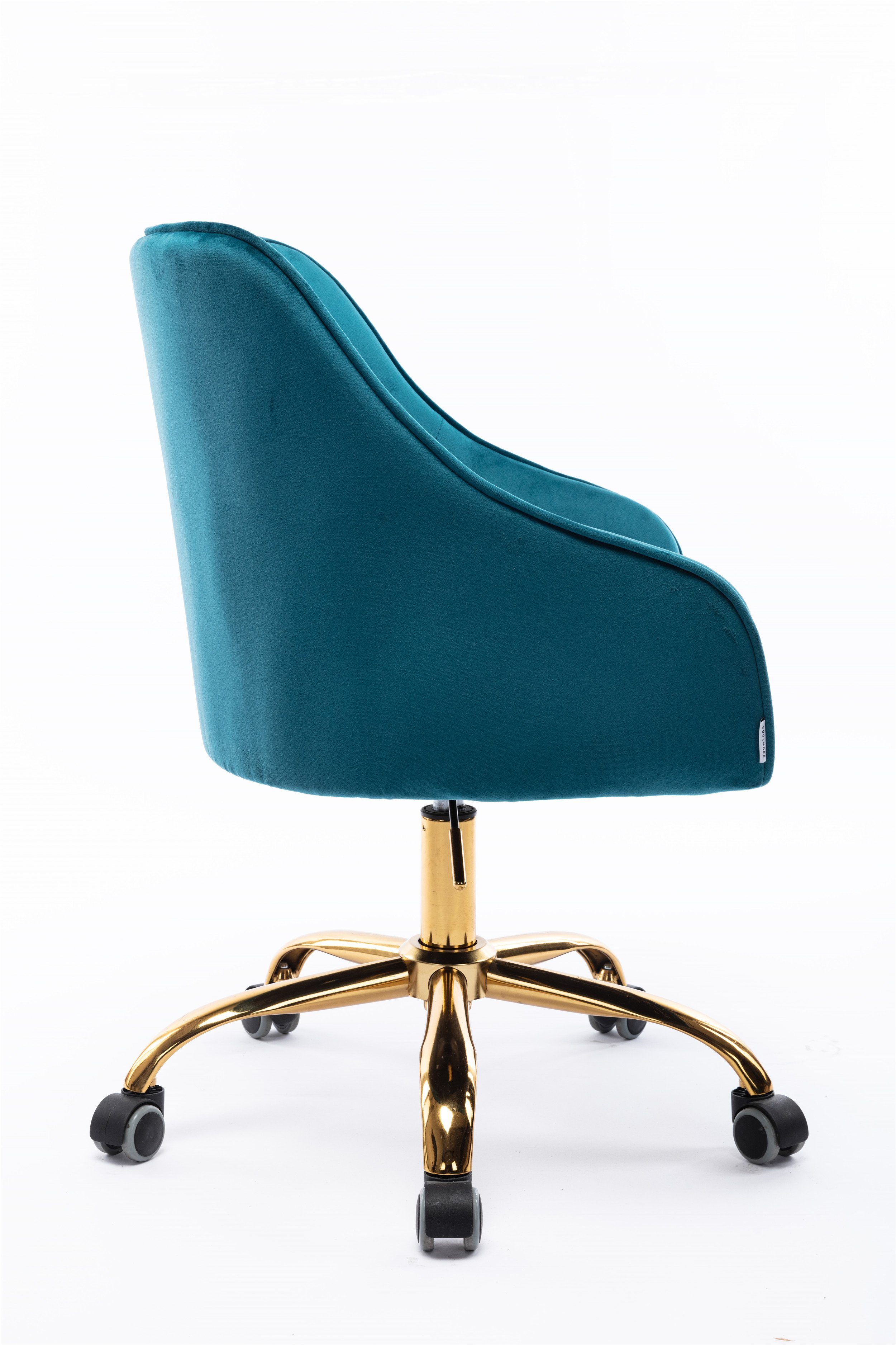 Drehstuhl Türkis Bürostuhl goldfarbener Schreibtischstuhl Bürostuhl, Basis gepolstert Merax St), mit aus (1 höhenverstellbar Samt,