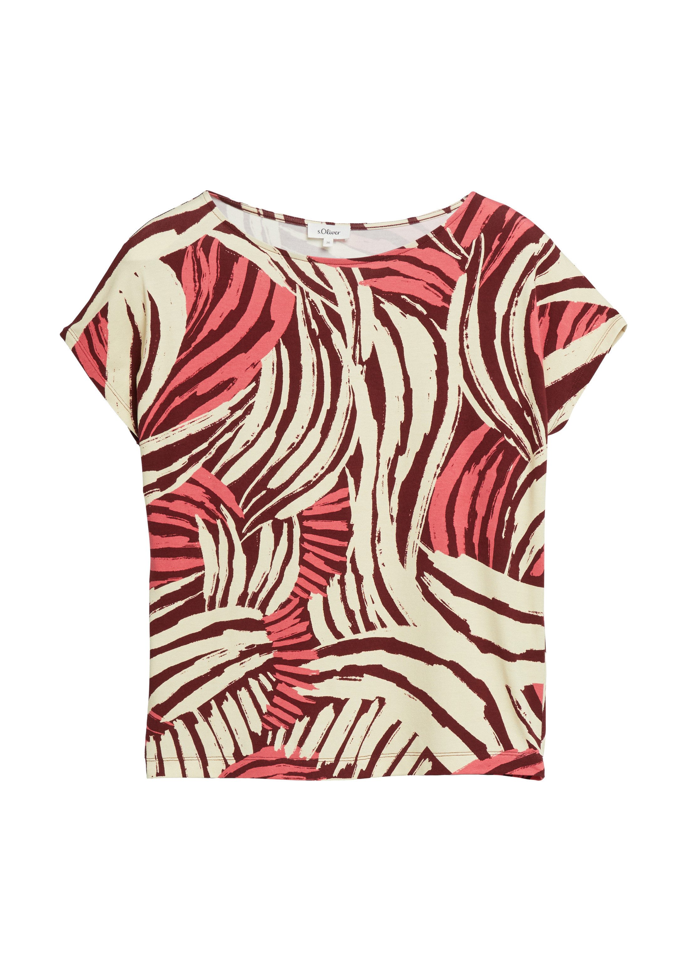 s.Oliver Muscleshirt T-Shirt Fließendes Jersey-T-Shirt mit überschnittenen Ärmeln