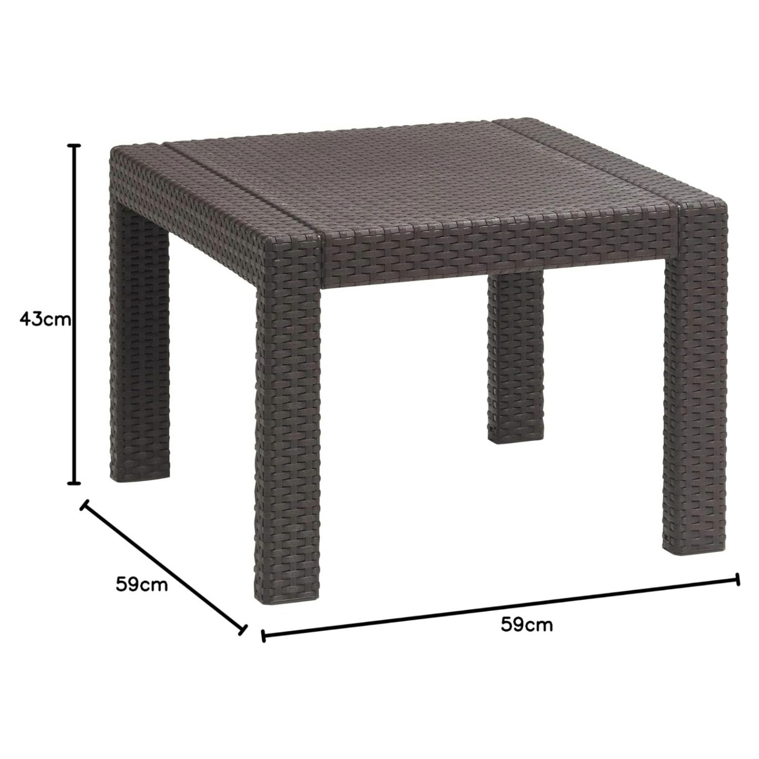 Allibert Gartentisch "Victoria", 59 x 59 x 43 cm (B x T x H), aus Polyrattan