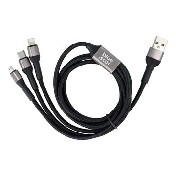 COFI 1453 Datenkabel Blue Star – 3in1 mit Micro-USB-, USB-C- und iPhone-Buchsen Smartphone-Kabel