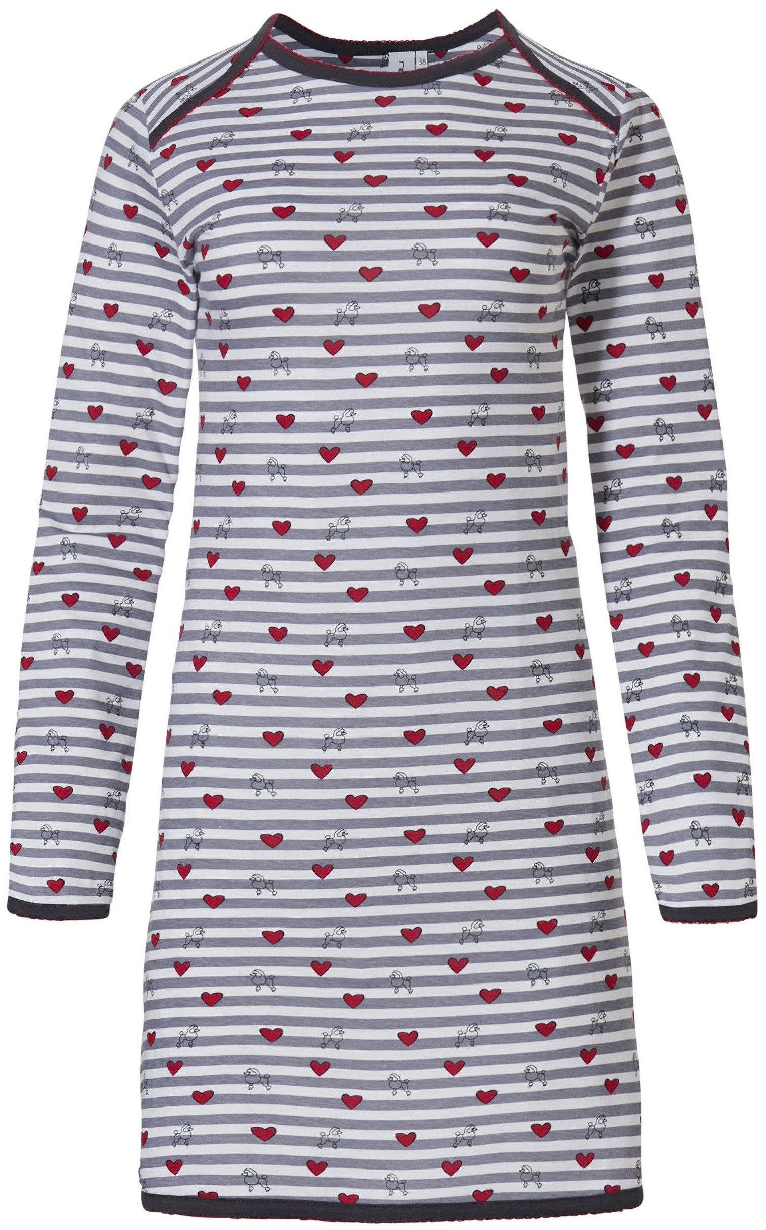 Rebelle Nachthemd Damen Schlafshirt mit Herzen und Hunden (1-tlg) Baumwolle