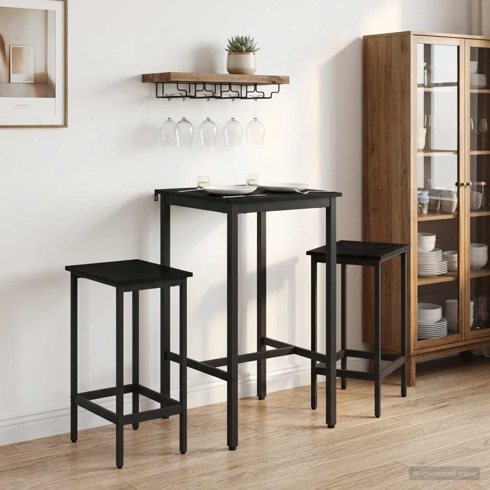 vidaXL Esstisch Bartisch 52 x 52 x 90 cm Holzwerkstoff Schwarz Eichen-Optik (1-St) – Bild 2 von 5