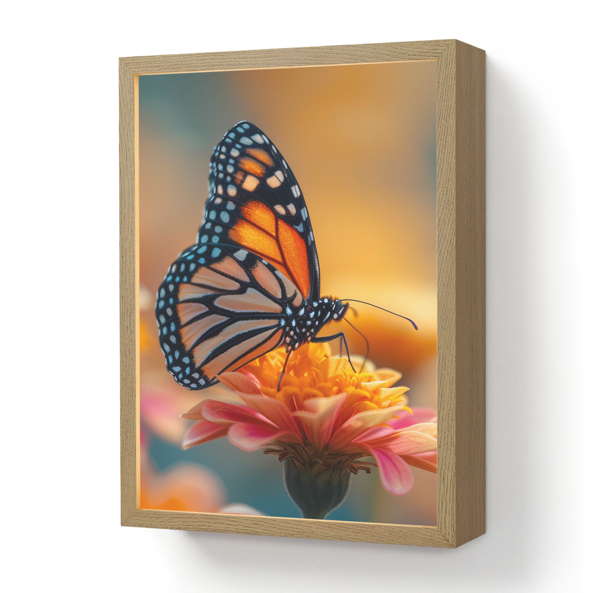 OnlyWow Wandleuchte Lightbox Schmetterling - Tiere - Farbenfroh - Natur - Blumen, Dimmbar, Farbwechsel, LED, Warmweiß, Kaltweiß, Neutralweiß Einstellbar, Wandlampe Innen, Dimmbar, Aufladbarer USB Akku, LED, Beleuchtung