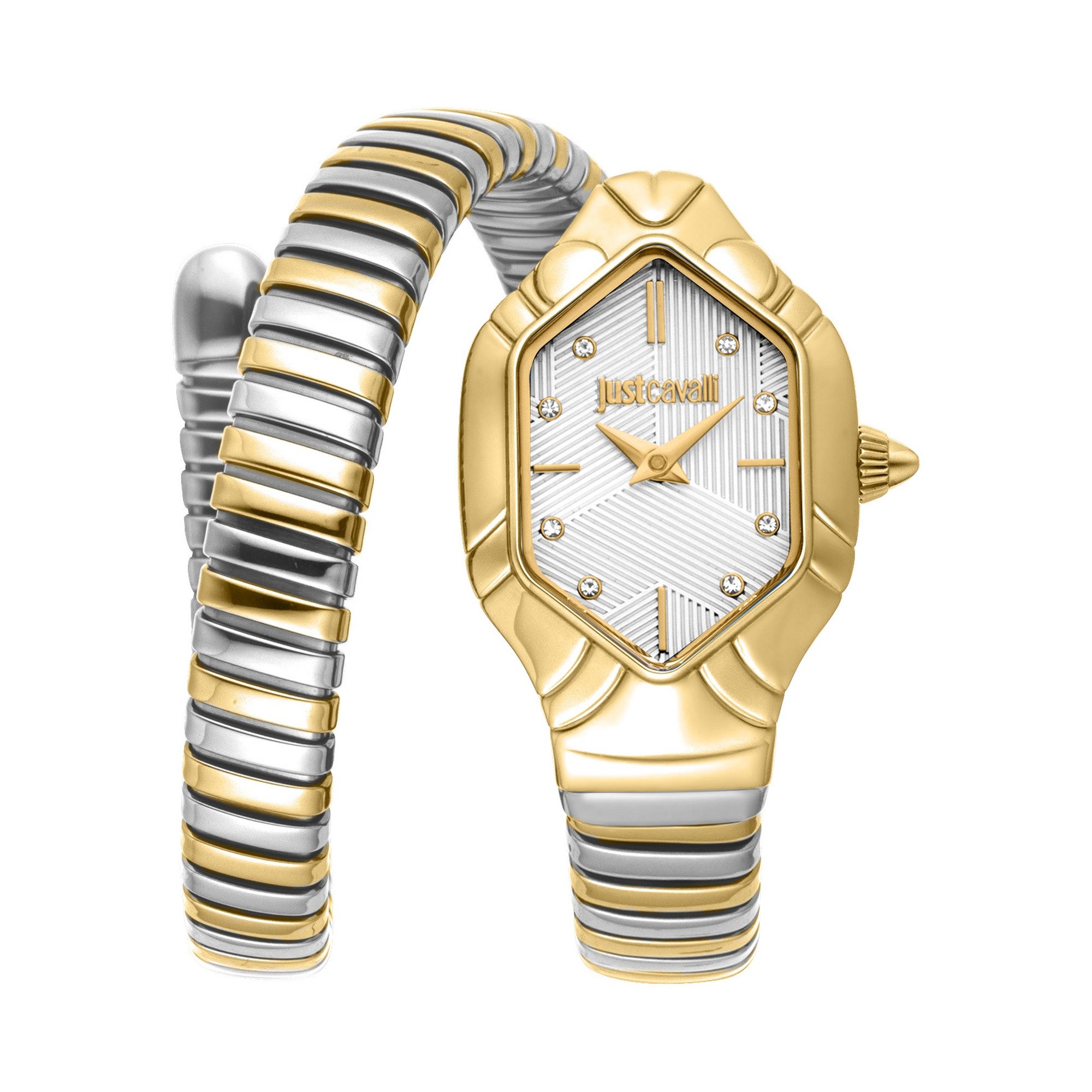 Just Cavalli Time Quarzuhr Signature Snake JC1L399M0065, Armbanduhr, Edelstahlarmband, analog, Kristallsteine