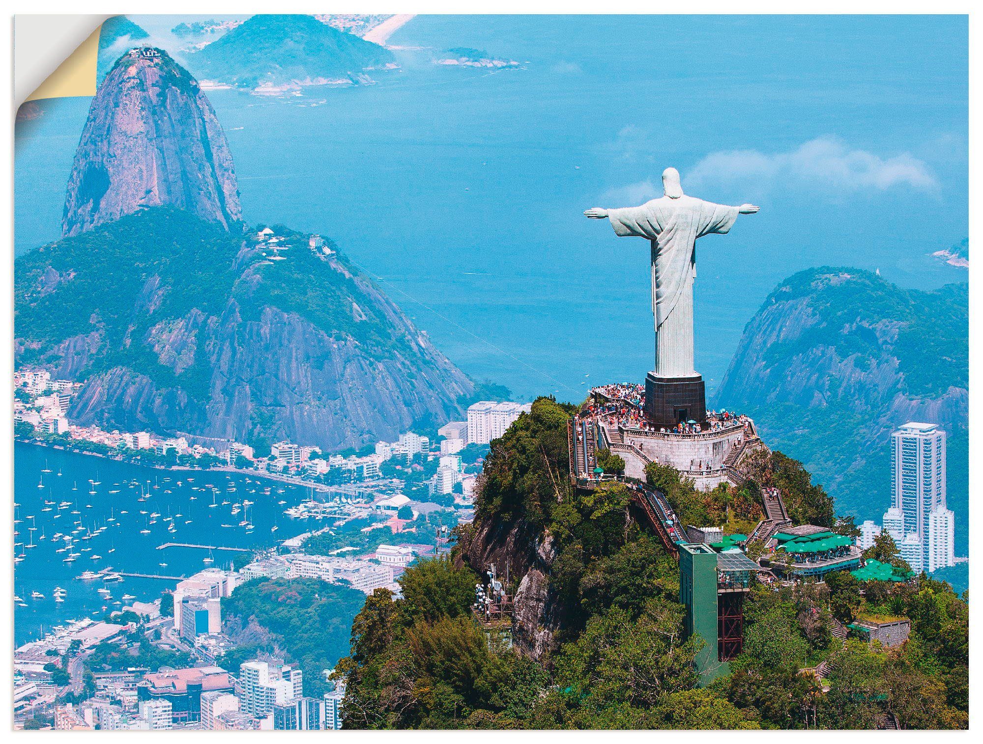 Größen Rio oder (1 Cristo, mit Wandbild in Leinwandbild, Poster Artland Gebäude Janeiro als St), Wandaufkleber de versch. Alubild,