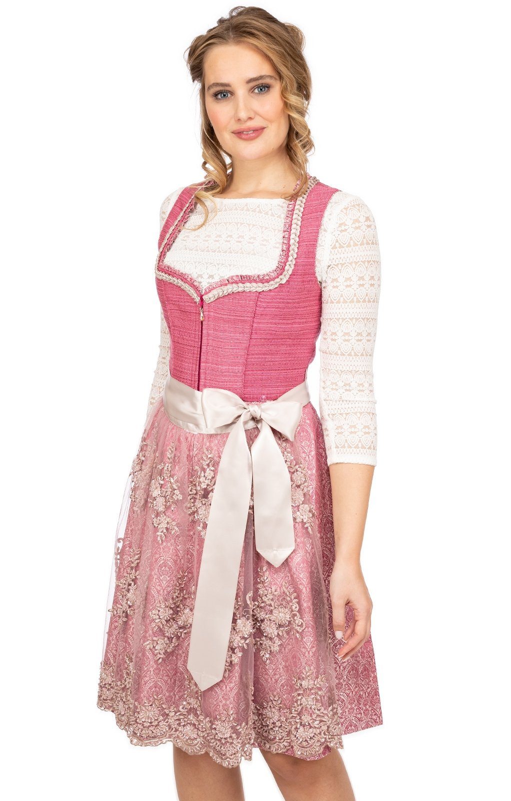 KRÜGER 116165-060-35 BUAM MADL & Trachtenkleid 2tlg. Dirndl 60cm Midi pink