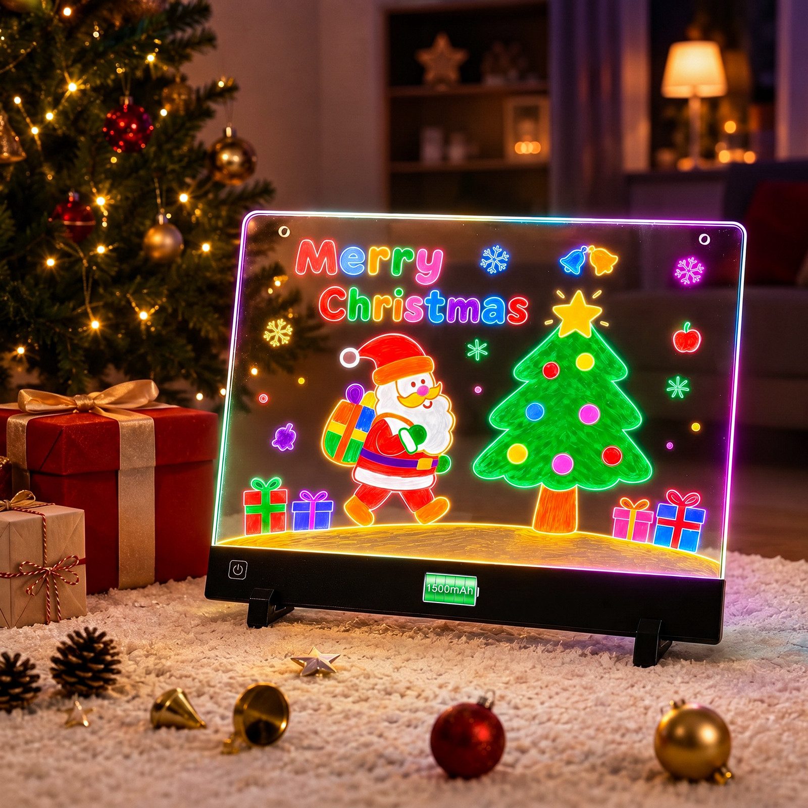ANYSUN Memoboard LED-Zeichenbrett für Kinder 4 5 6 7 Jahren, LED Maltafel mit Akku, (35x26 cm, 1-tlg., 5mm Acryl Doodle mit Farben Stift & Story-Papier, Ständer & Hängekette), Notiztafel Weihnachtsgeschenk Geschenk für Mädchen Junge ab 3 Jahren