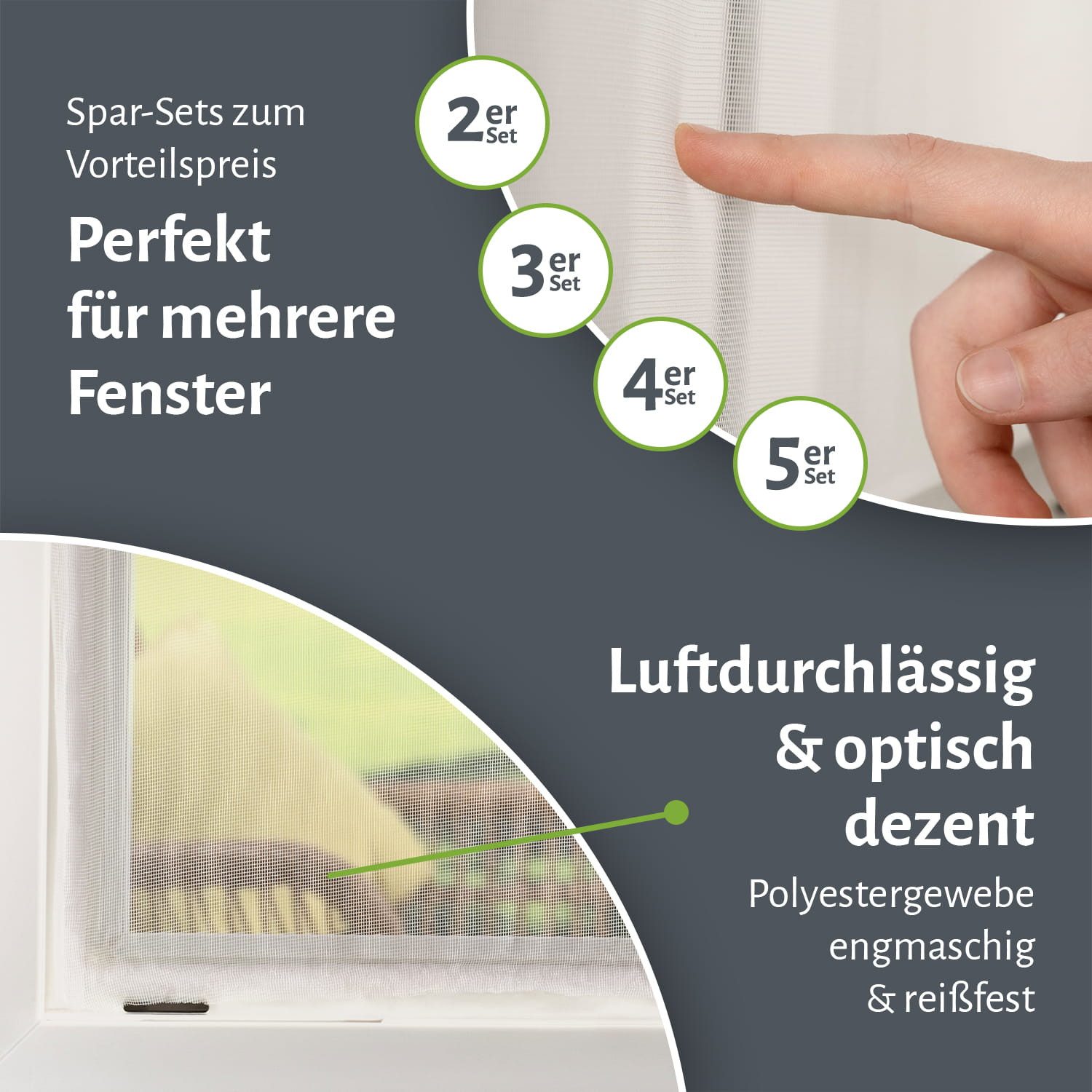 empasa Insektenschutz-Fensterrahmen mit Klettband, (2-St), Polyester Fliegengitter Fenster mit Klettband – Bild 4 von 5