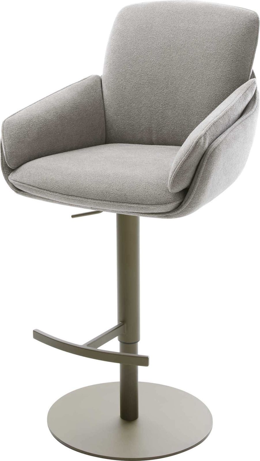 DELIFE Barhocker Luan-Flex, Drehfuß höhenverstellbar Metall Titanfarben Strukturstoff Soft Grau