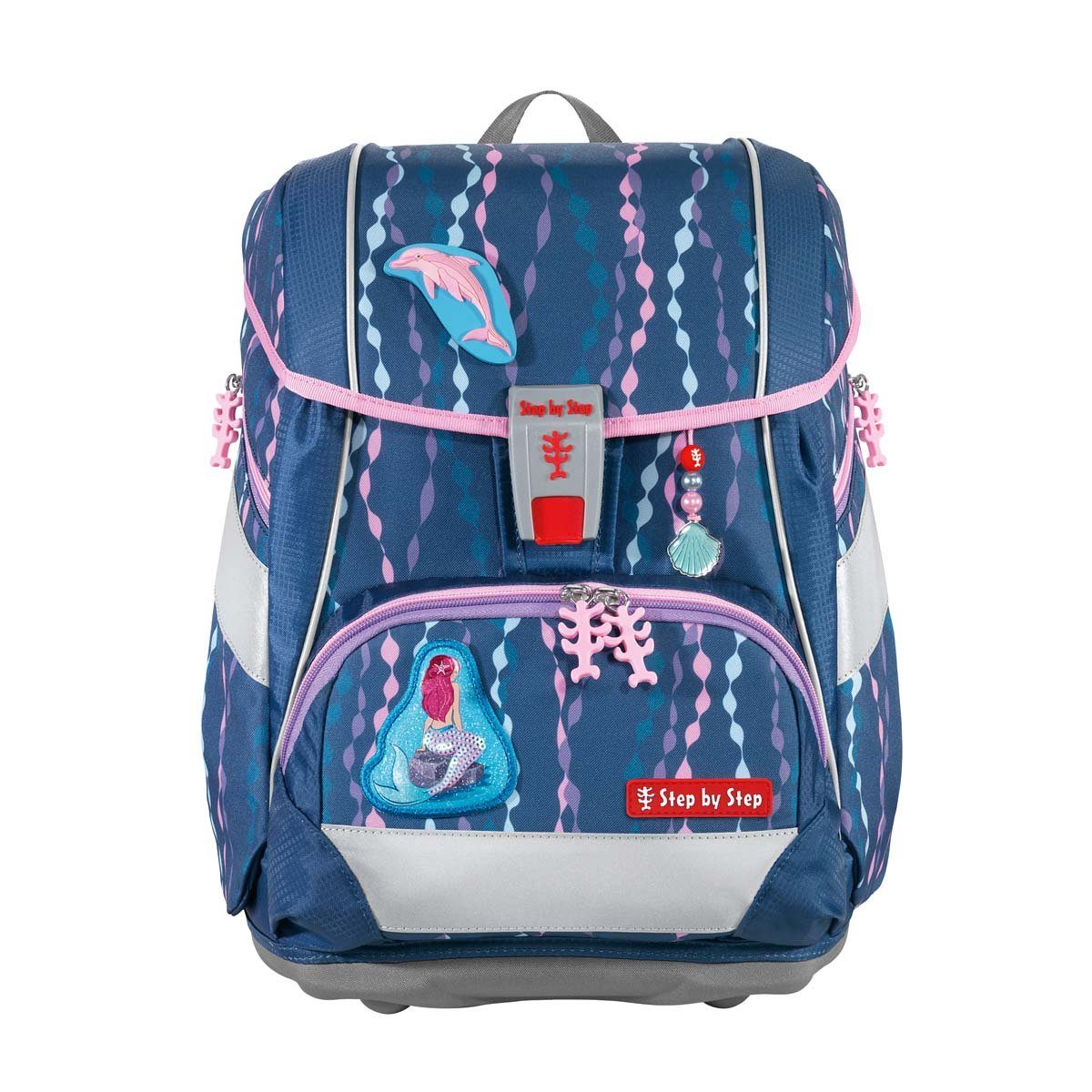 Step by Step Schulranzen Schulranzen-Set 2IN1 PLUS Mermaid Bella 8-teilig (8-teilig), 1. - 4. Klasse, ergonomisch, Easy-Grow-System