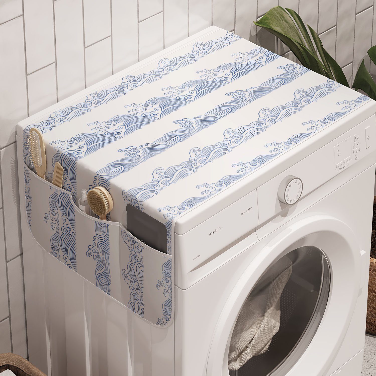 Muster Trockner, für Welle und Anti-Rutsch-Stoffabdeckung Badorganizer Waschmaschine Seeozean Abstrakt Abakuhaus