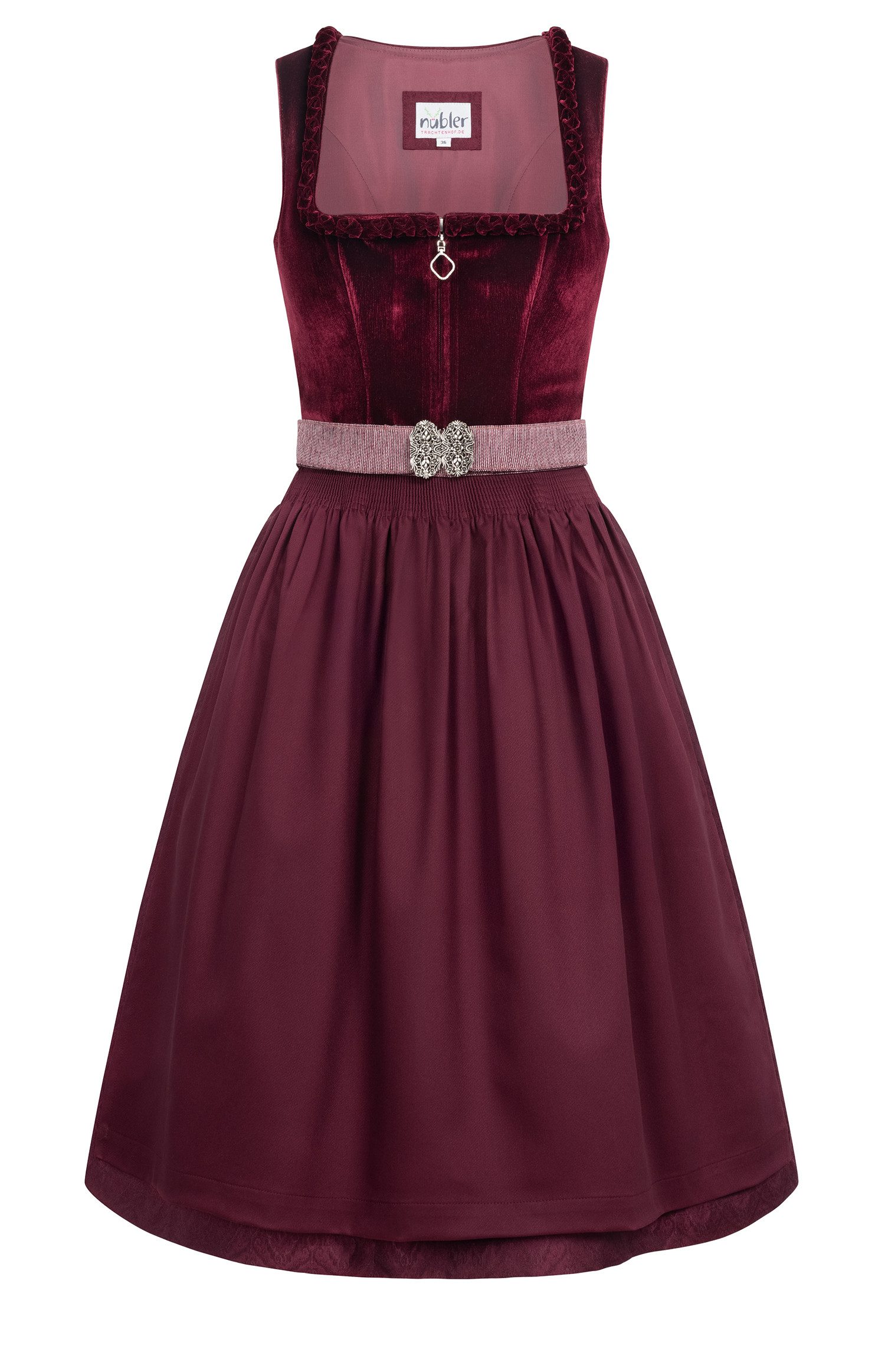 Trachtenkleid Midi Dirndl Kalere in Beere von Nübler - Rocklänge 60 cm