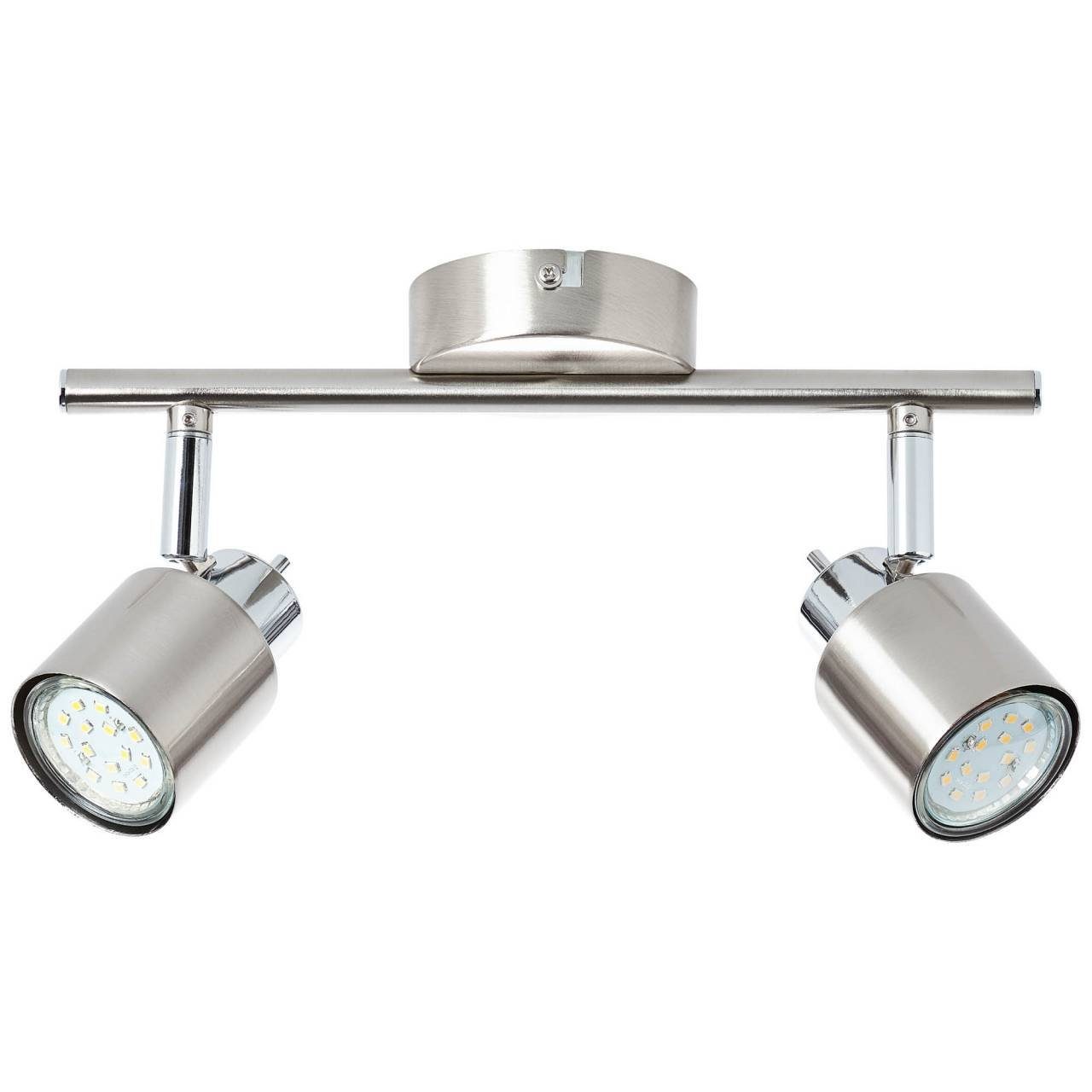 Brilliant Deckenleuchte Andres, Lampe Andres Spotrohr 2flg nickel/chrom 2x  PAR51, GU10, 10W, geeigne