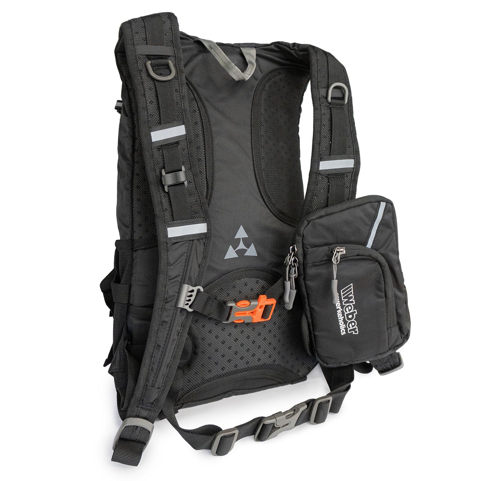Weber GmbH Rucksack Weber #Werkeholics Outdoor & Offroad Rucksack schwarz 18 Liter (excl. Trinksystem), Fach für 2 Liter Trinkblase, abnehmbare Handytasche, Net – Bild 4 von 5