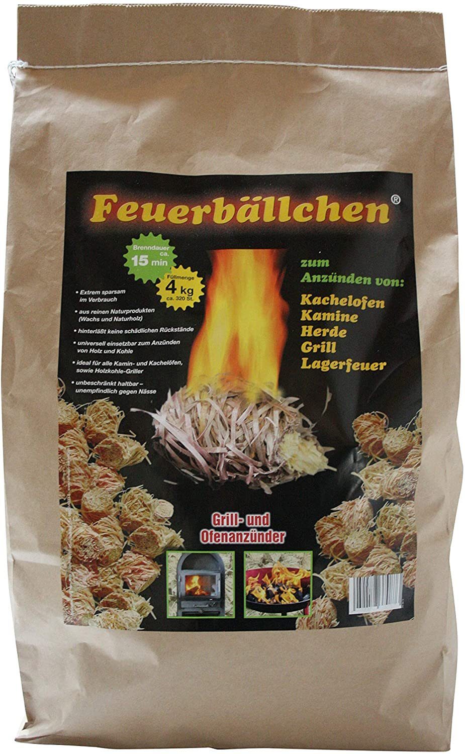 Raiffeisen Waren Grillanzünder Feuerbällchen Anzündwolle, Kaminanzünder, Ofenanzünder, Anzünder Holz