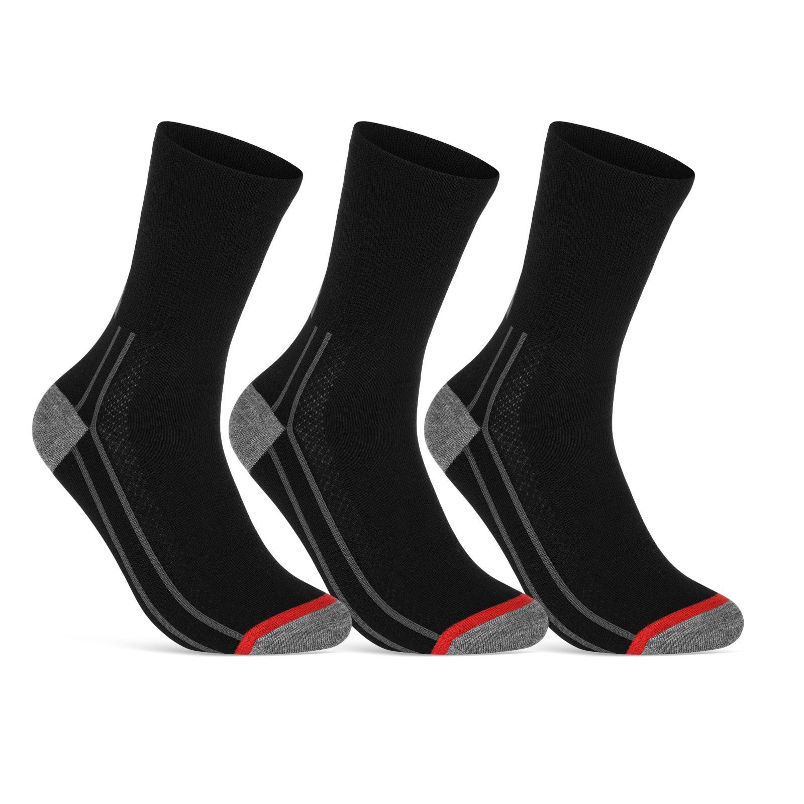 sockenkauf24 Funktionssocken Coolmax Fahrrad-Socken für Herren & Damen (3xSchwarz, 3-Paar, 43-46) Atmungsaktive Radsport Socken 50301P WP