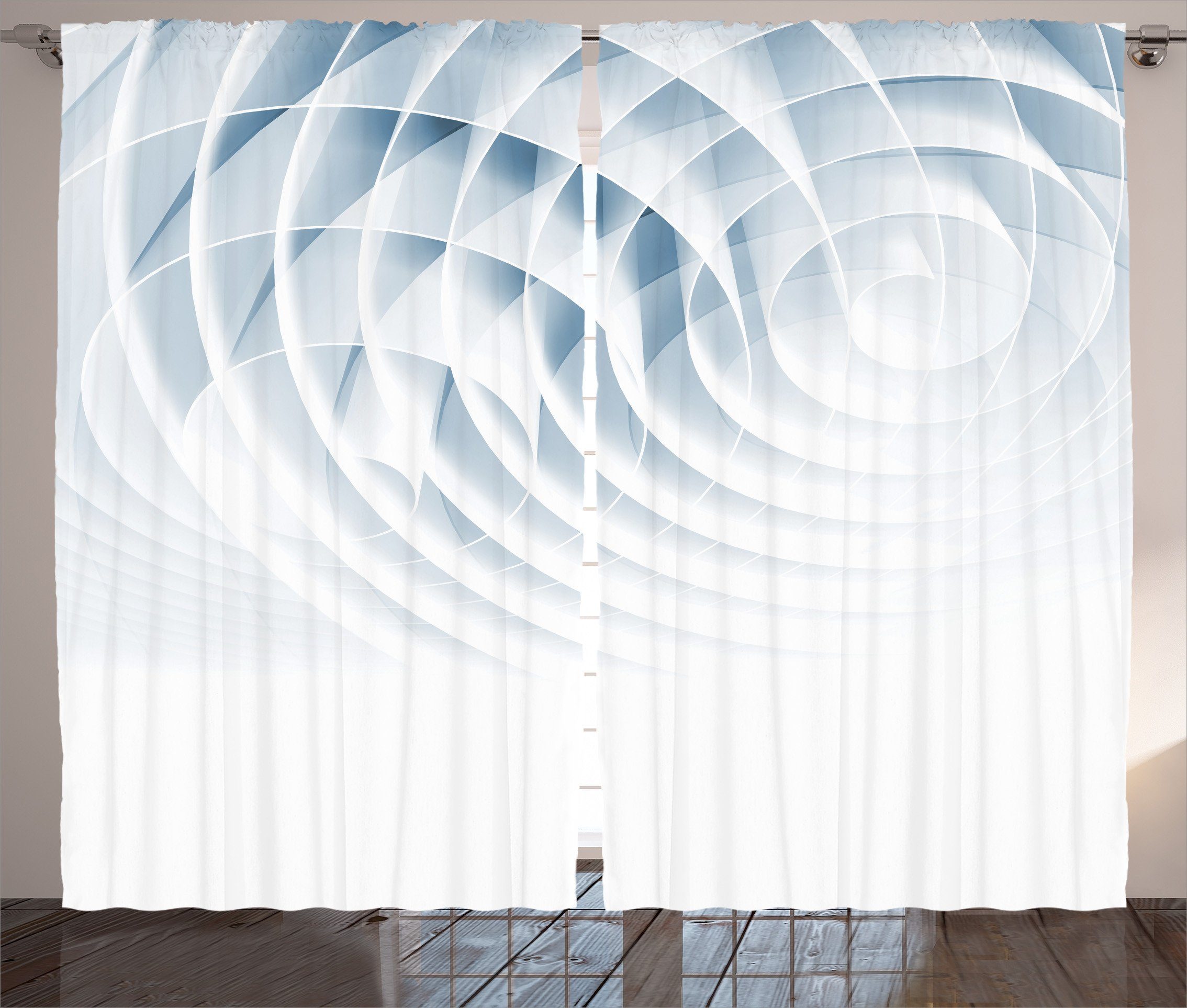 Gardine Schlafzimmer Kräuselband Vorhang mit Schlaufen und Haken, Abakuhaus, Geometrisch futuristischer Digital