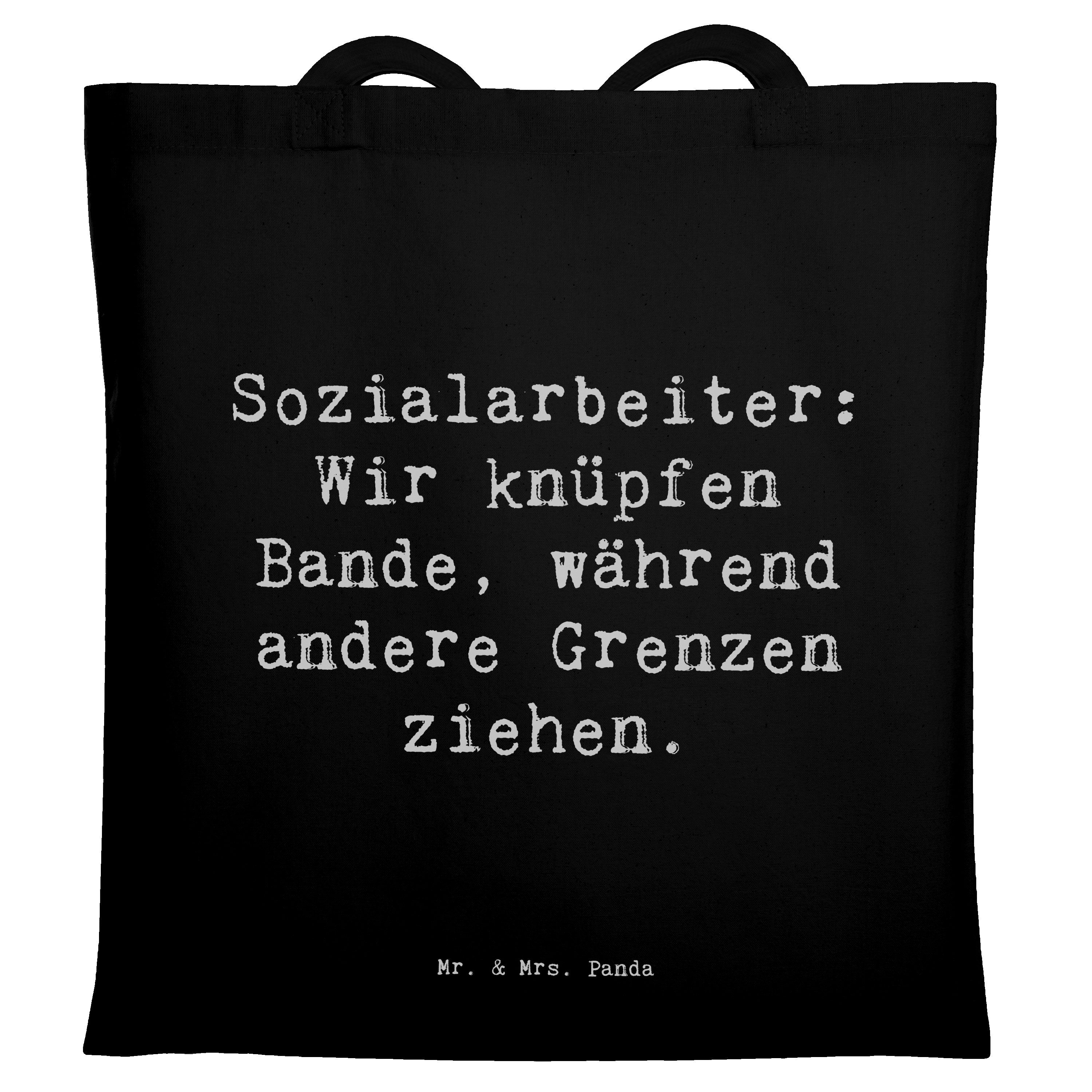 Tragetasche Spruch Sozialarbeiterin Bande knüpfen - Schwarz - Geschenk, Unterstüt