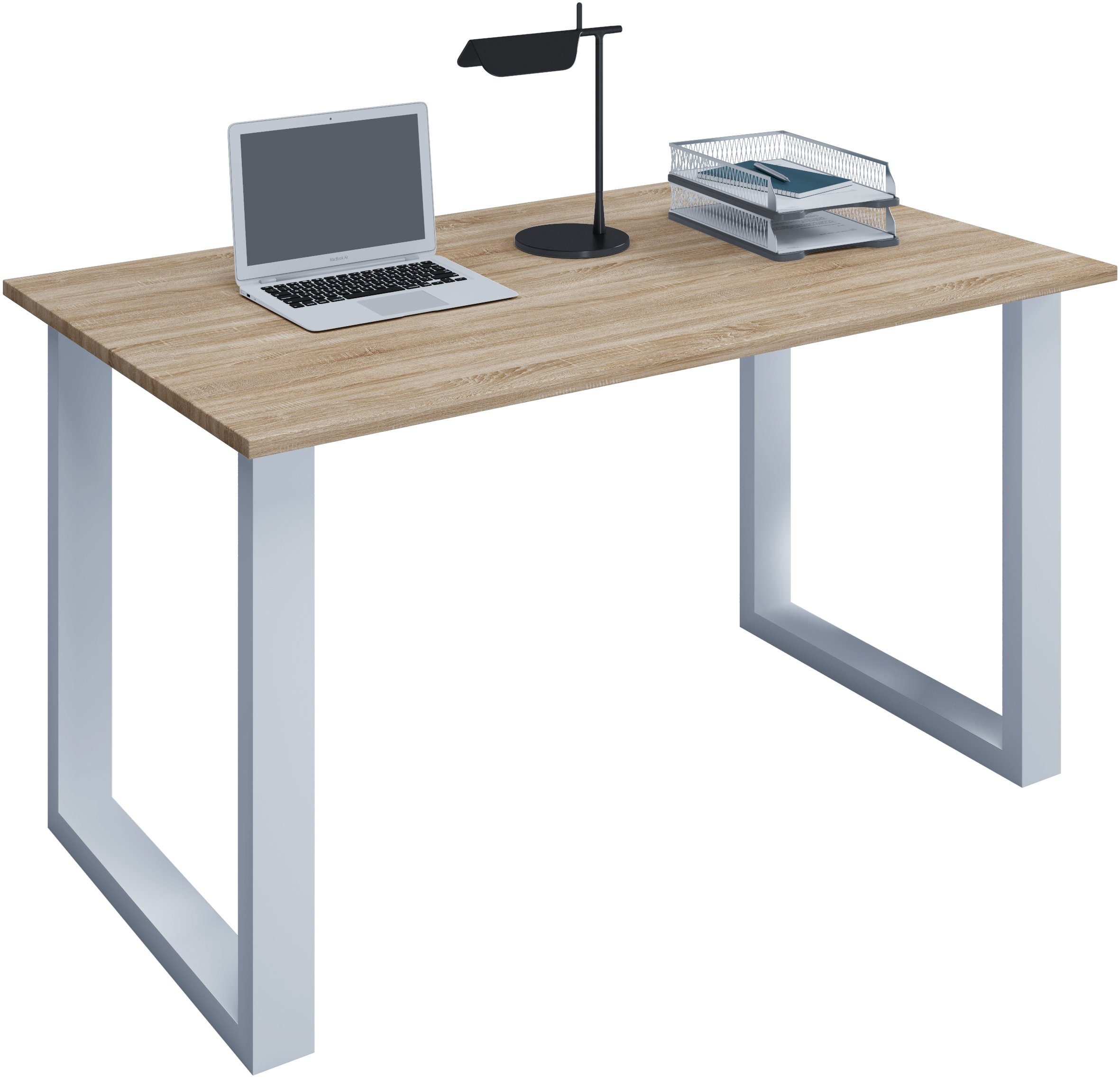 VCM Schreibtisch Lona U 76x140x80cm (1-St), Holz Schreibtisch, Füße aus hochwertigem Metall, Büromöbel