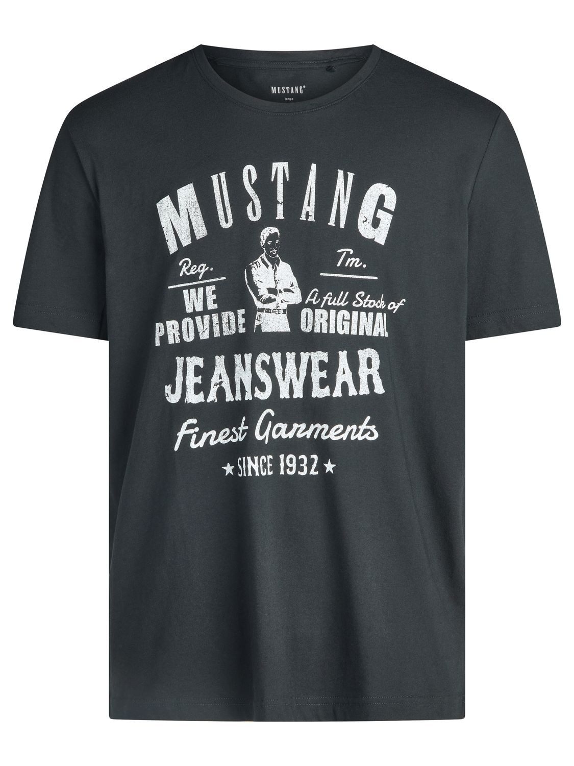 MUSTANG T-Shirt Herren Printshirt Regular Fit (1-tlg) Kurzarm Tee Shirt mit Rundhalsausschnitt aus 100% Baumwolle
