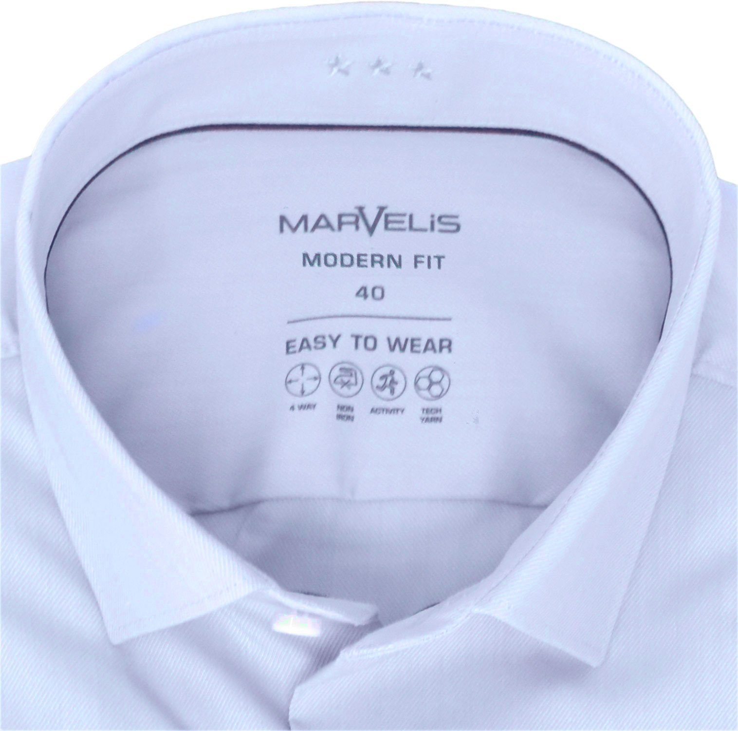 MARVELIS Businesshemd MODERN FIT - Easy To Wear Hemd normale, leicht taillierte Schnittführung