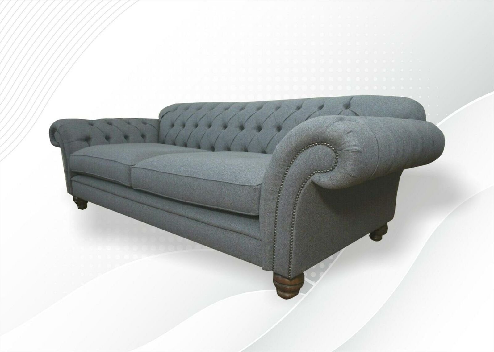 Sofa Polster JVmoebel Grau Design Chesterfield Couchen Sofa Chesterfield-Sofa, Dreisitzer