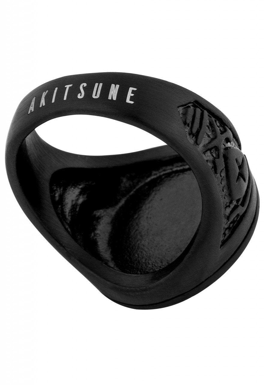 Akitsune Siegelring Mortis Ring Mattschwarz EU 62 - UK T - US 10 – Bild 5 von 5