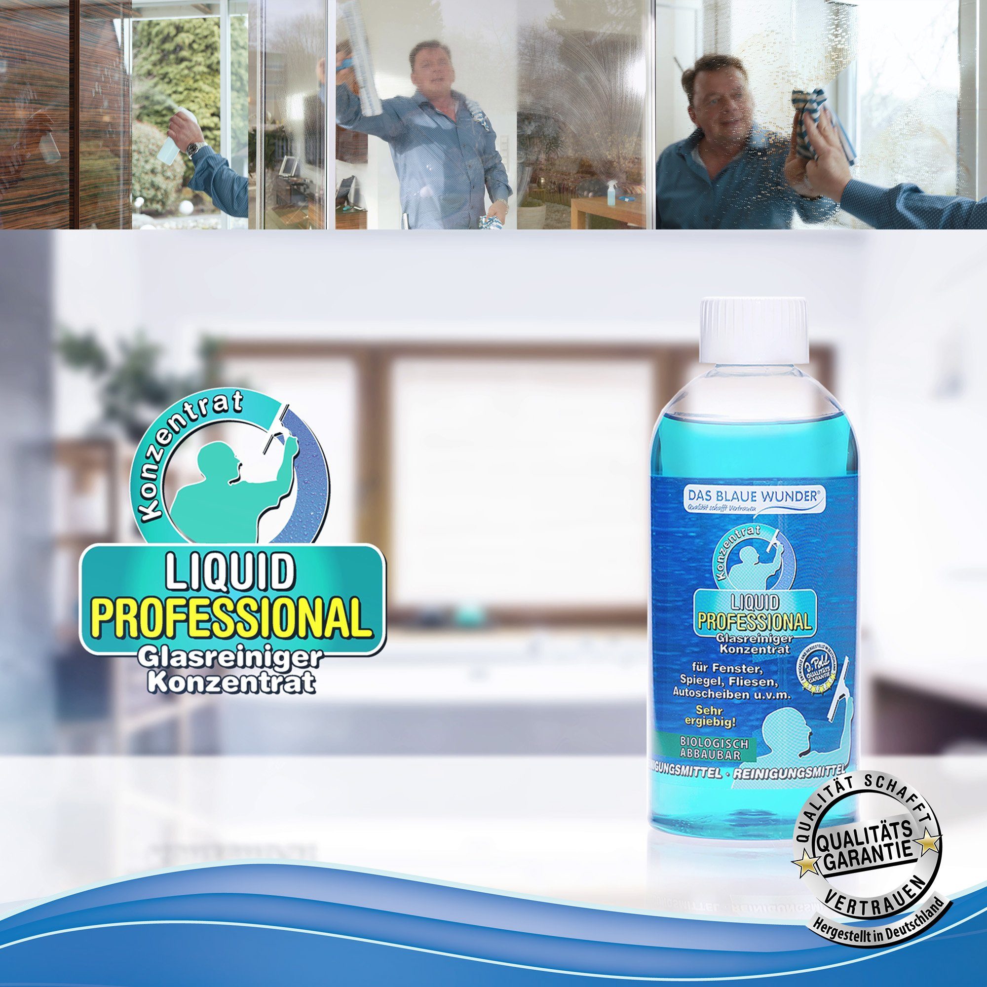 und Professional Liquid Konzentrat Spiegelflächen) Glasreiniger Wunder® Blaue reinigt Frühling (Duftsorte: schützt Das Glasflächen und