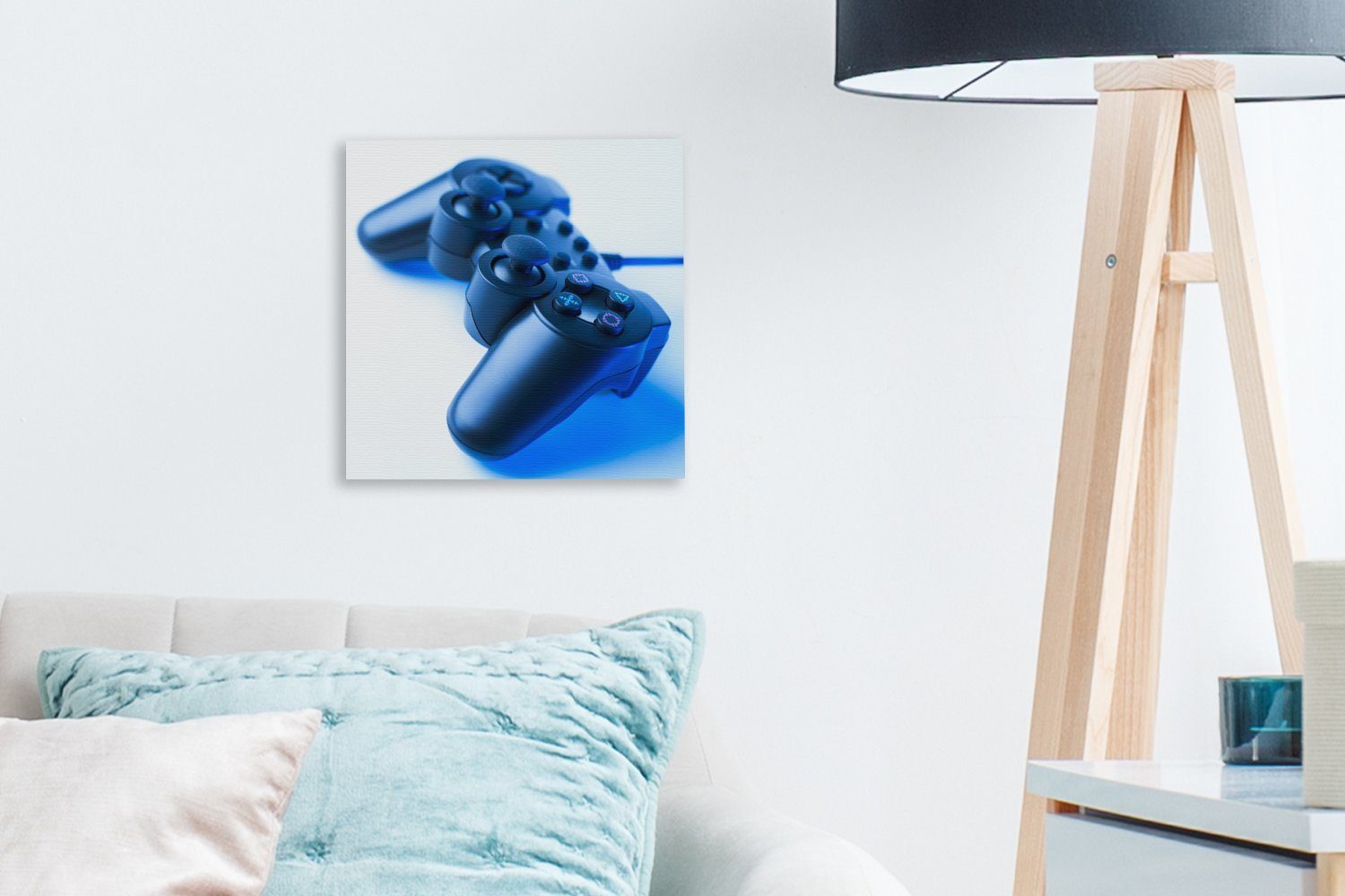 für (1 St), Gaming-Controller Blau, Bilder Leinwandbild Leinwand OneMillionCanvasses® Schlafzimmer - Wohnzimmer
