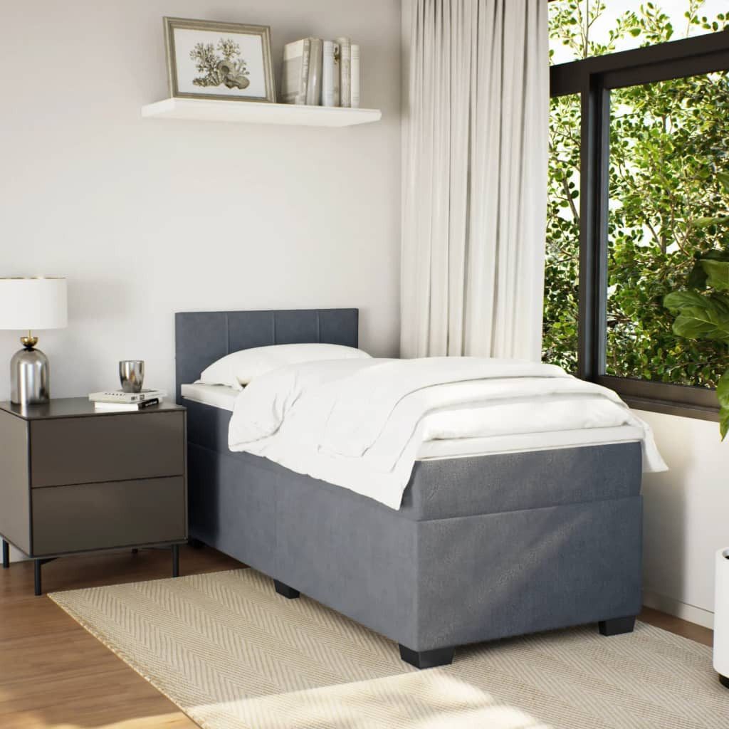vidaXL Bett Boxspringbett mit Matratze Dunkelgrau günstig online kaufen