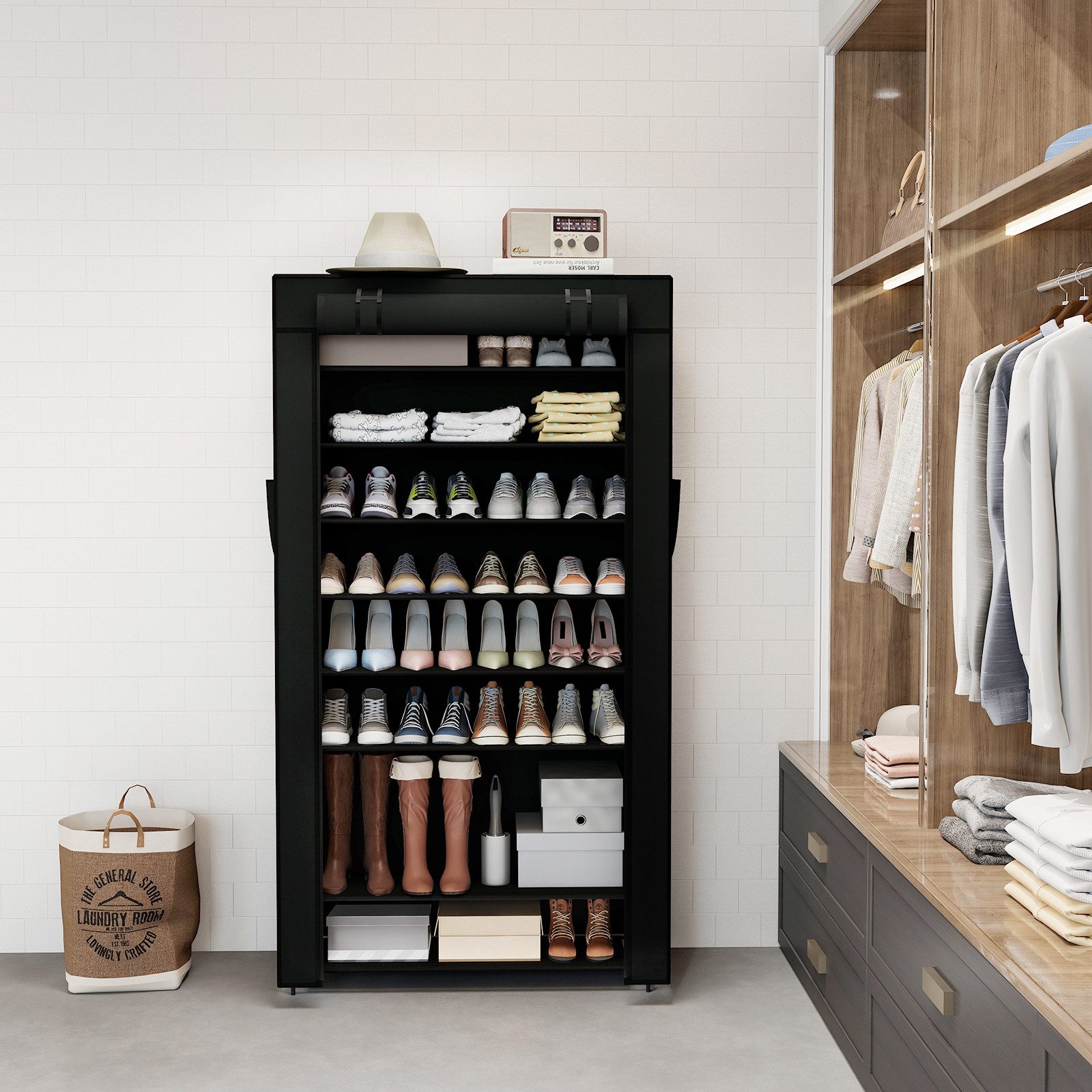 Sekey Stoffschrank Schuhschrank mit 9 Ebenen, Vliesstoff Schuhaufbewahrung günstig online kaufen