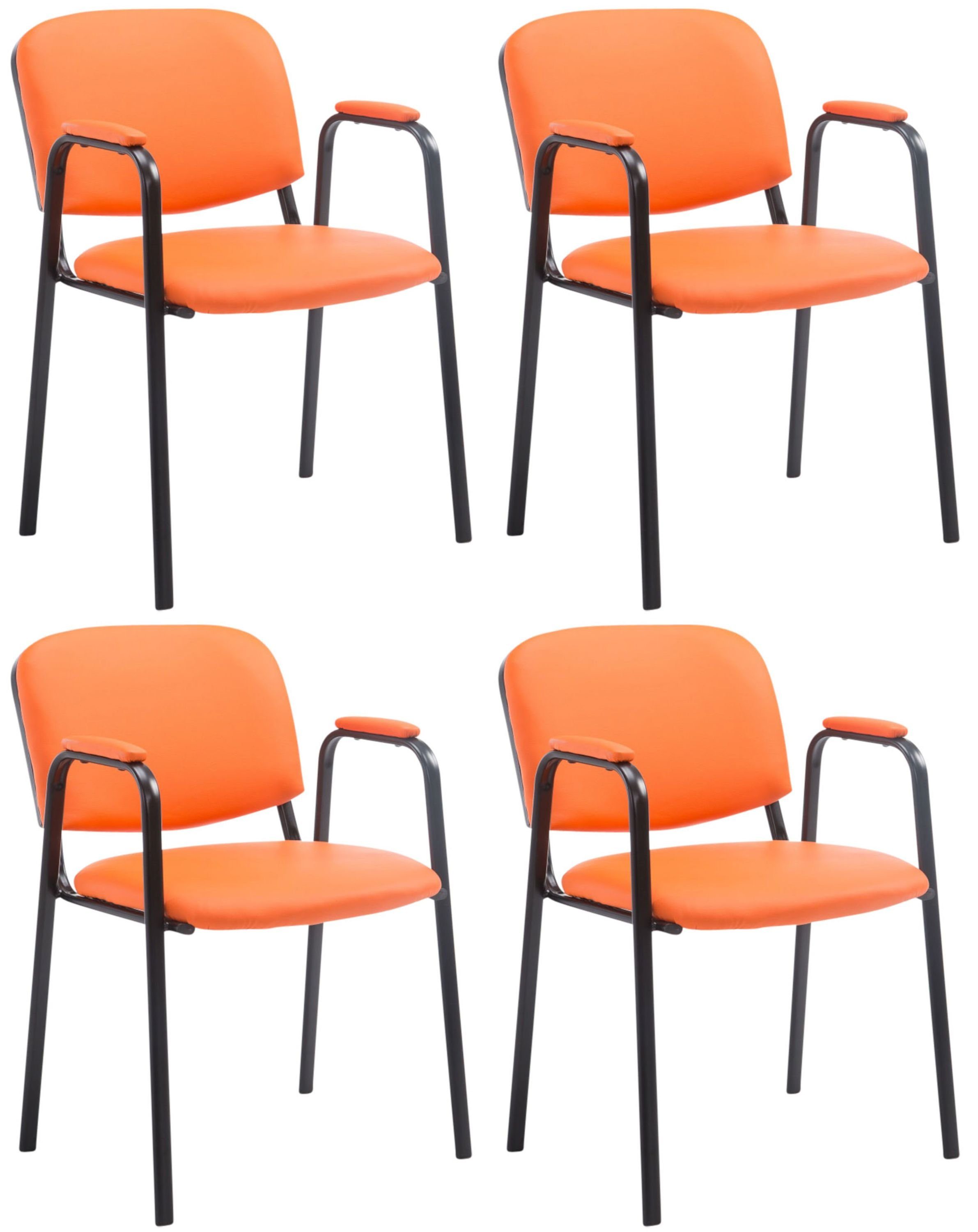 Kunstleder orange (4er PRO mit Besucherstuhl CLP Armlehnen Set), Ken