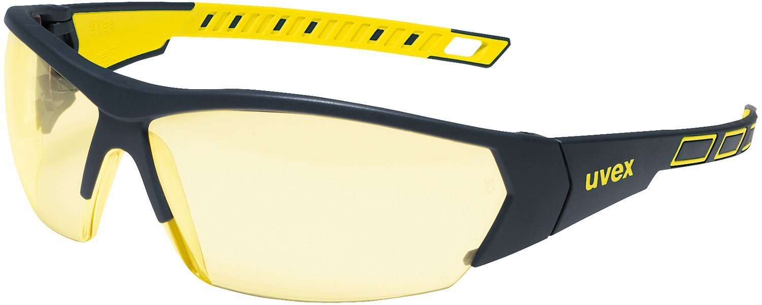 Uvex Arbeitsschutzbrille, (1St), I-Works Supravision Excellence Schutzbrille - Amber/Gelb-Schwarz