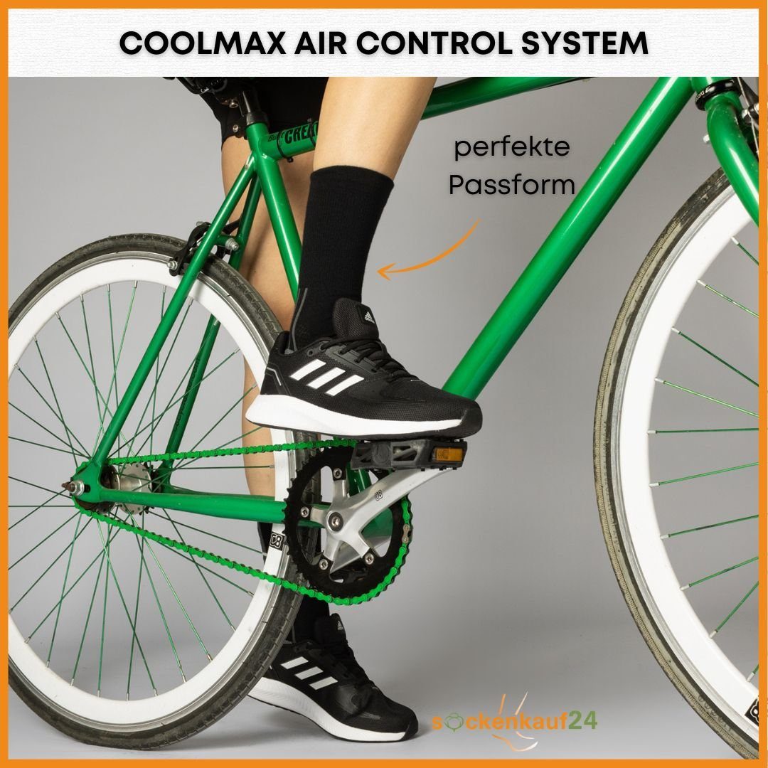 sockenkauf24 Funktionssocken Coolmax Fahrrad-Socken für Herren & Damen (3xSchwarz, 3-Paar, 35-38) Atmungsaktive Radsport Socken 50301P WP