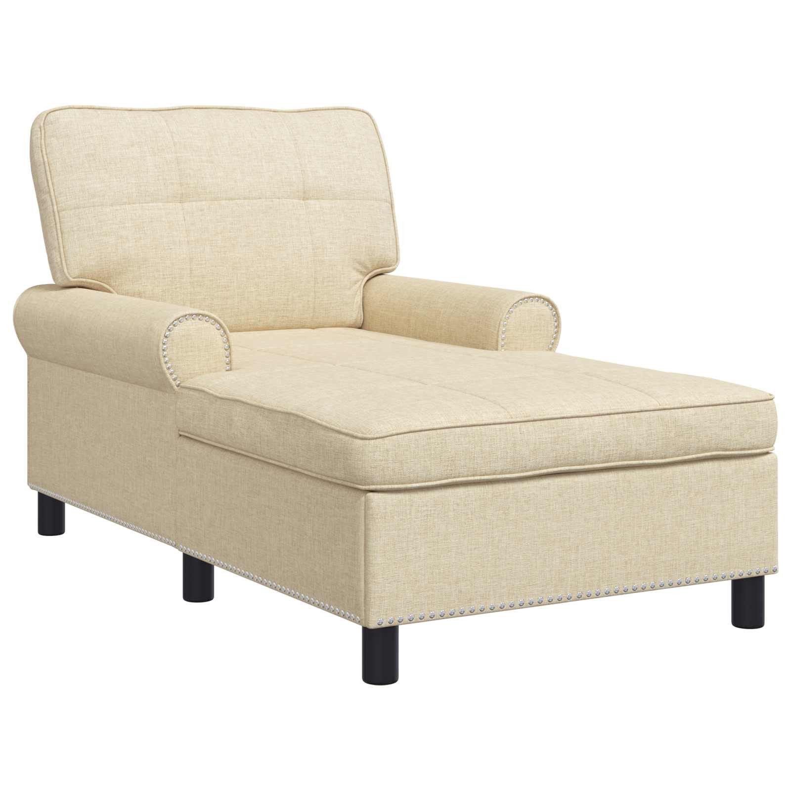 vidaXL Chaiselongue Lounge-Liege mit Kissen Creme 91 x 157 x 91 cm Stoff, 1 Teile