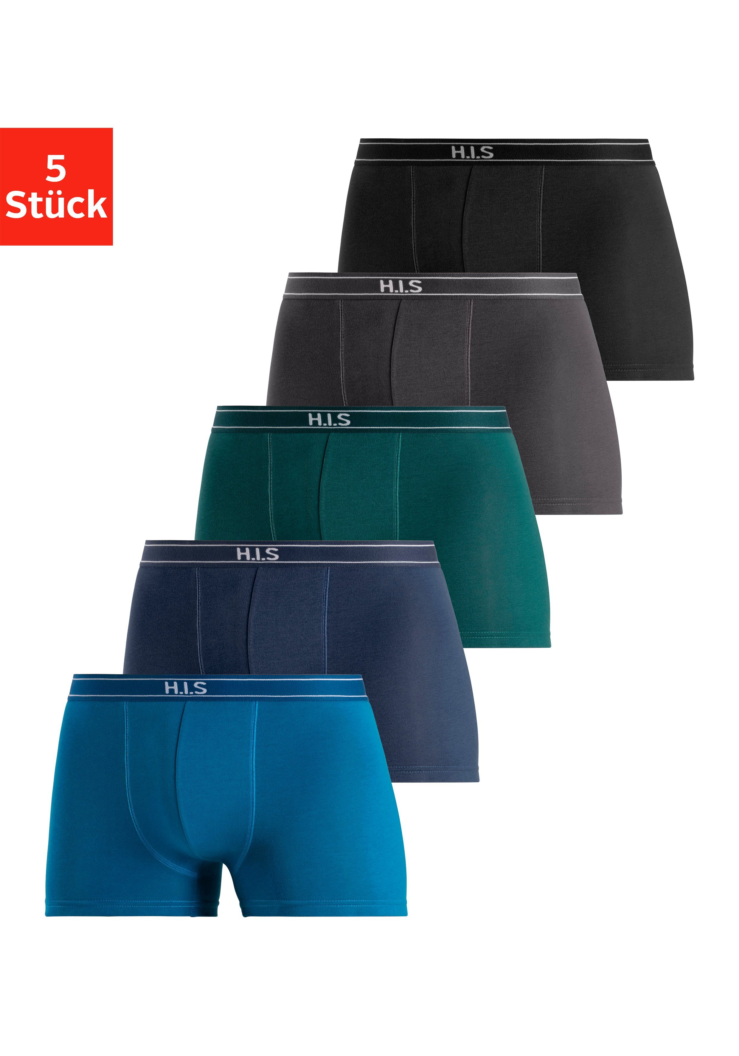 H.I.S Boxer Boxershorts für Herren (Packung, 5-St) mit Steifen und Logo im Bund
