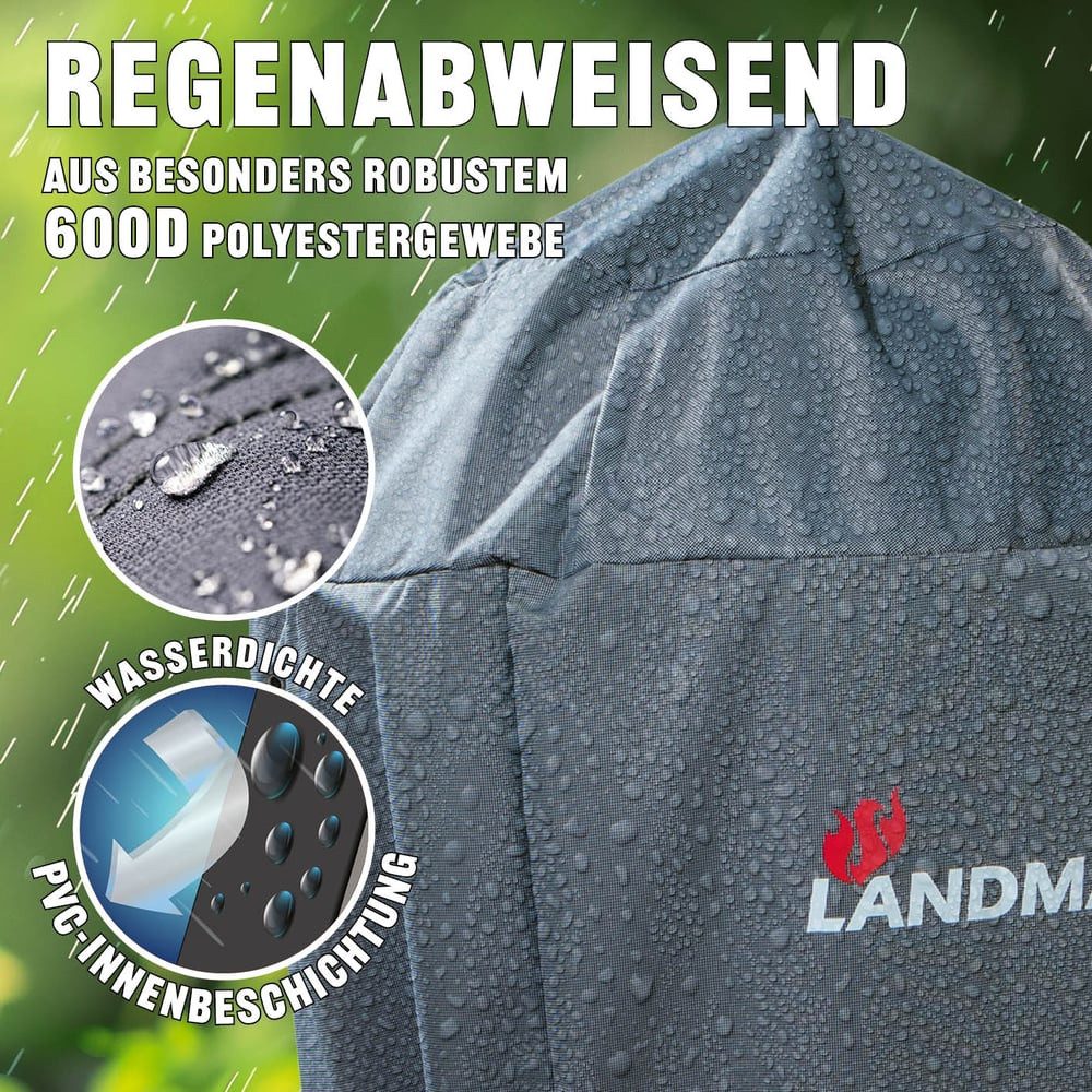LANDMANN Grillabdeckhaube Wetterschutzhülle 90x70x70cm, Premium wasserdicht UV-beständig, atmungsaktiv & kältebeständig – Bild 4 von 5