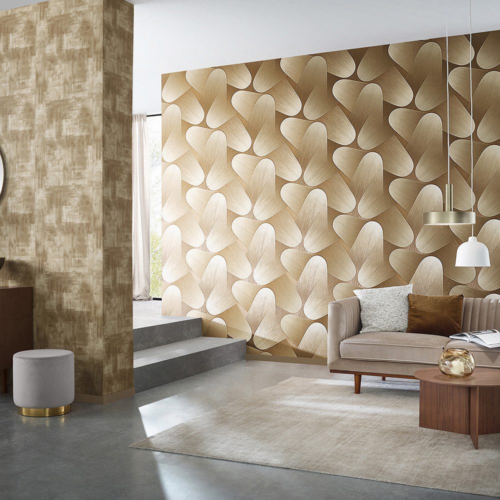 Erismann Vliestapete 3D-Effekt Grafisch Vintage Motiv Gold Metallic 10423-30