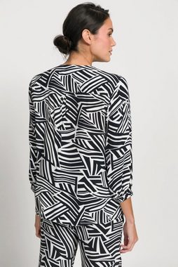 Gina Laura Spitzenbluse Bluse Identity Zebra Print V-Ausschnitt Langarm