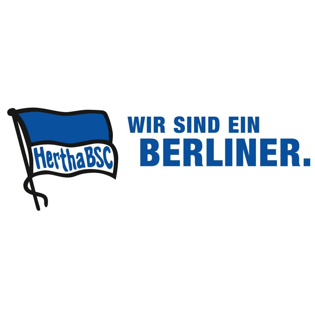Hertha BSC Wandtattoo Fußball Wandtattoo Hertha BSC Wir sind ein Berliner Flagge Blau Weiß Slogan, Wandbild selbstklebend, entfernbar