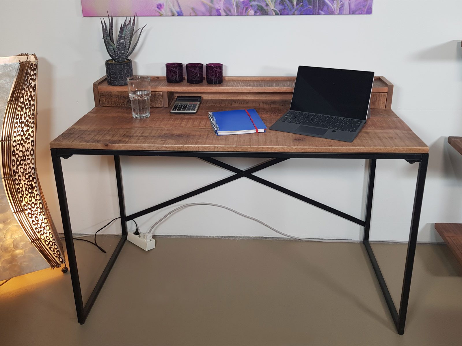 Amagohome Schreibtisch Schreibtisch Computertisch Heimarbeitsplatz 120 x 88 x 55 cm Metall sc