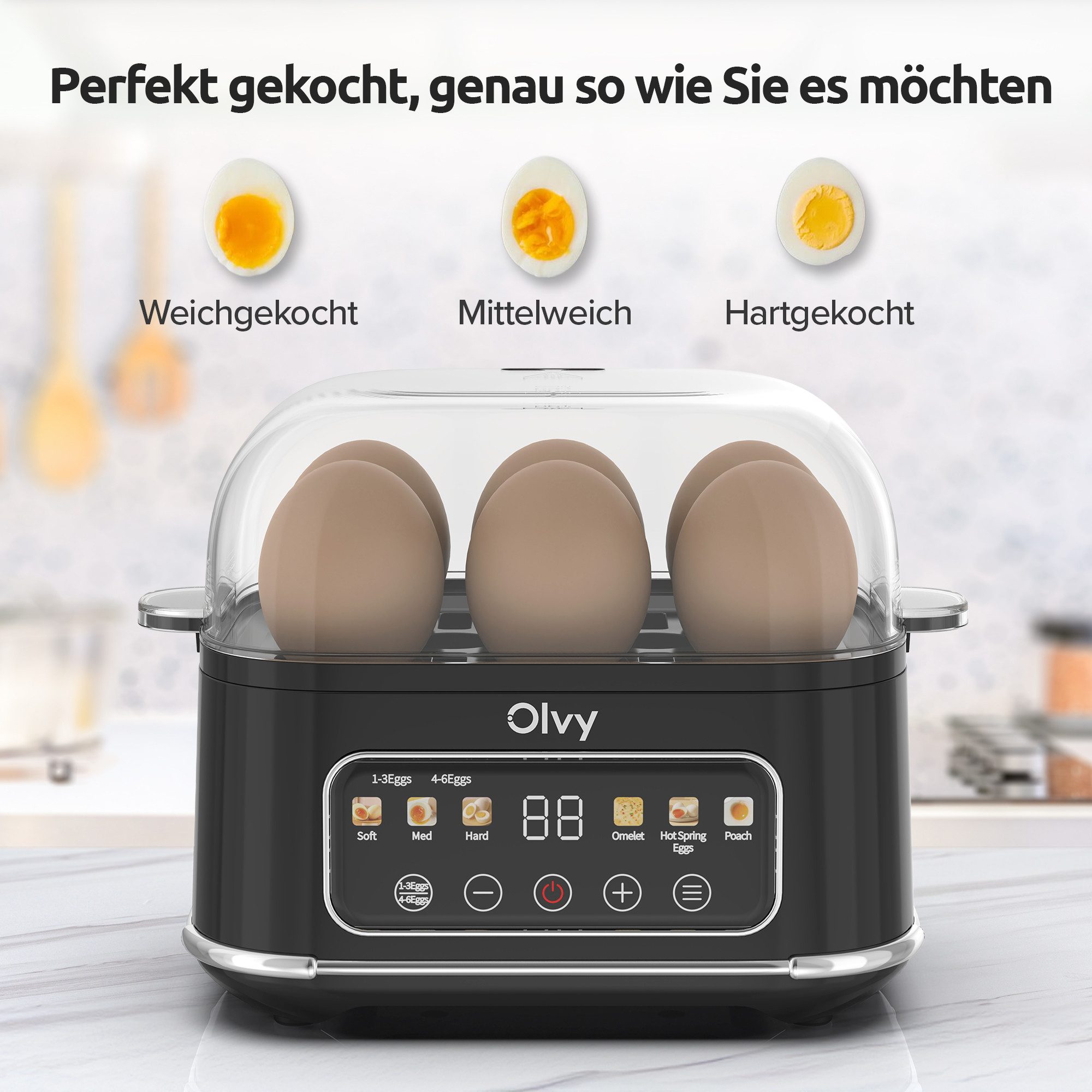 Olvy Eierkocher Olvy Eierkocher für 1-6 Eier mit Omelett