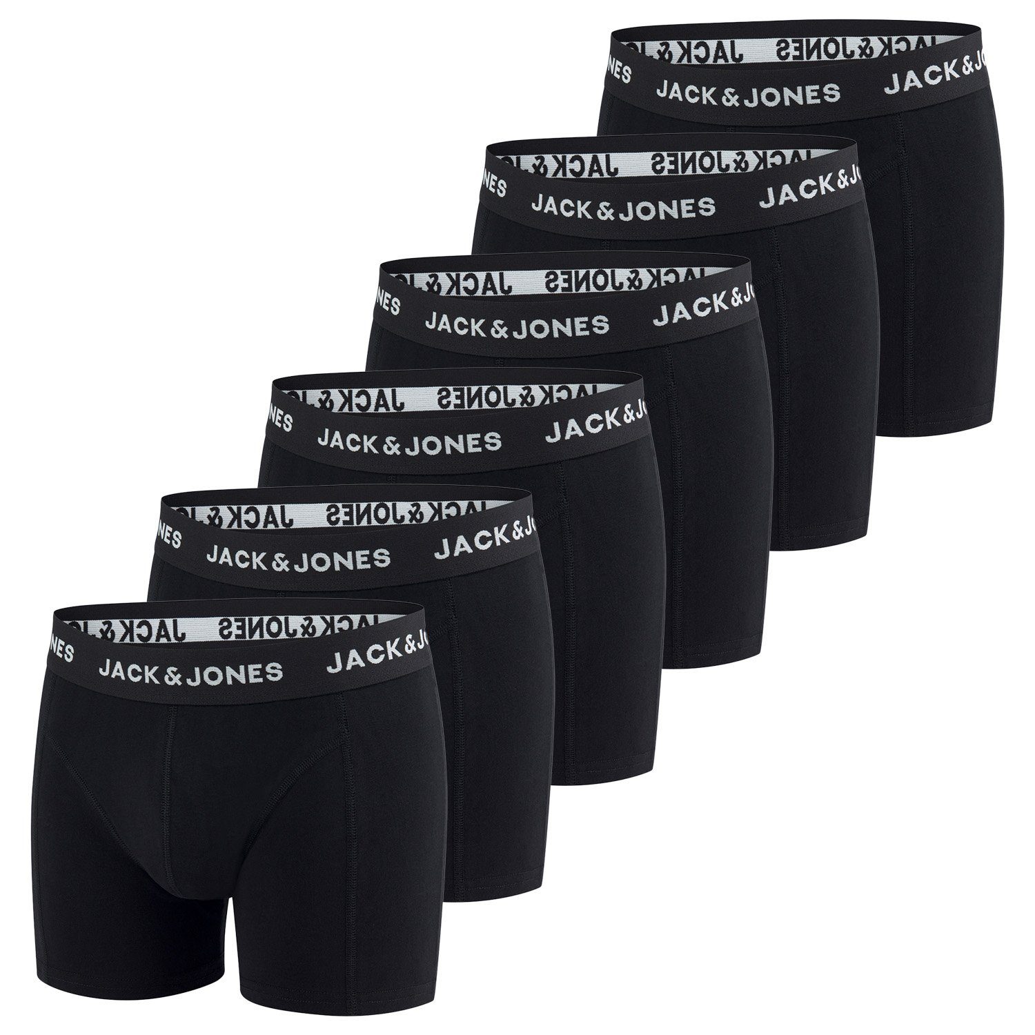 Jack & Jones Boxershorts Herren Retroshorts 6er Pack Basic Trunks (Vorteilspack, 6-St) Unterhosen mit Stretch Pack 6