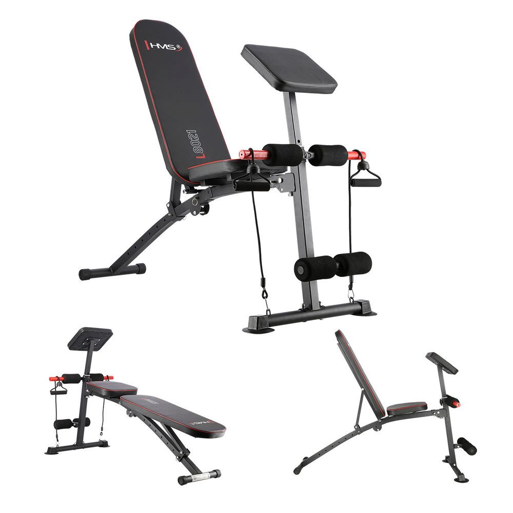 HMS Trainingsbank Hantelbank Fitnessbank Curlpult, (Spar-Set, 1-tlg., 139 x 58 cm klappbar), Curlpult, Expander, klappbar, verstellbare Lehne