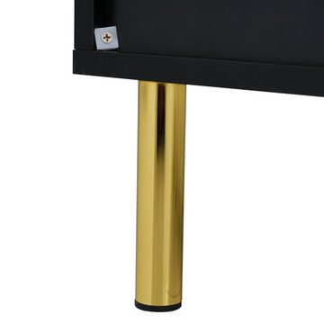 Merax Sideboard, hochglanz mit LED, Kommode mit goldenen Rahmen, Anrichte, Breite 150cm