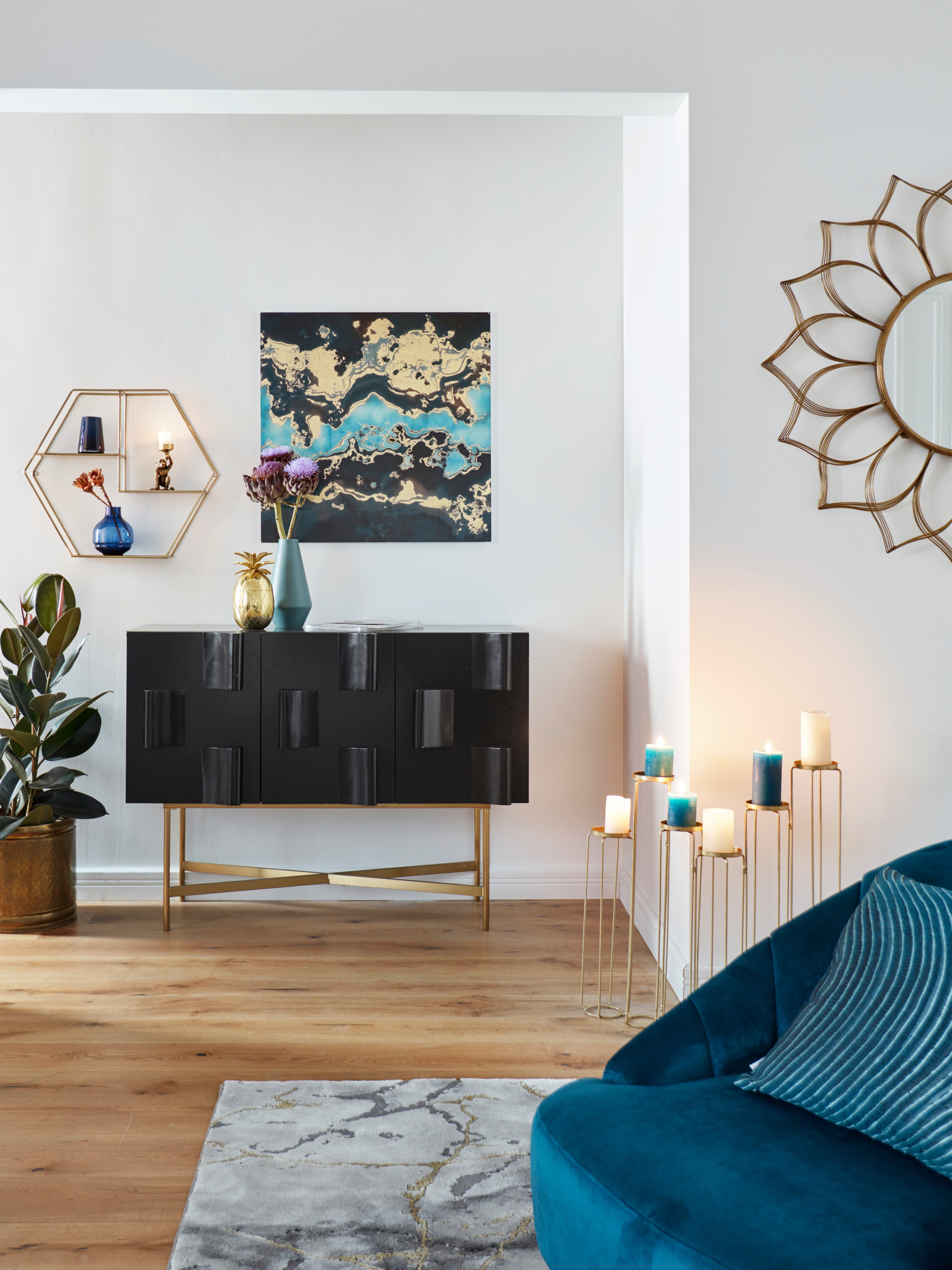 Leonique Deko-Wandregal Hexagon, sechseckiges Element, goldfarben, modernem Design in