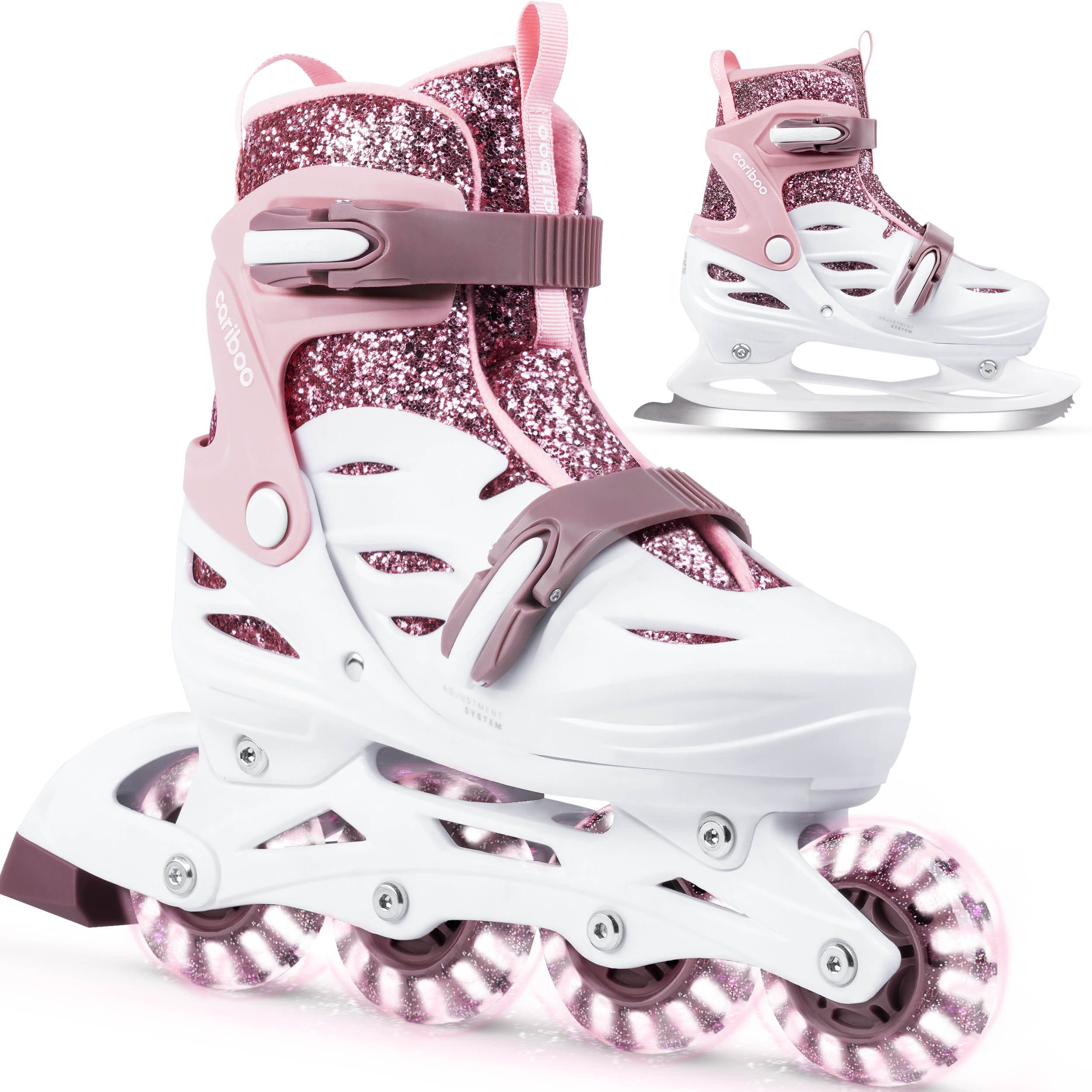 Cariboo Inlineskates Inliner und Schlittschuhe CARIBOO BALLERINA 2in1 leuchtende LED-Rollen