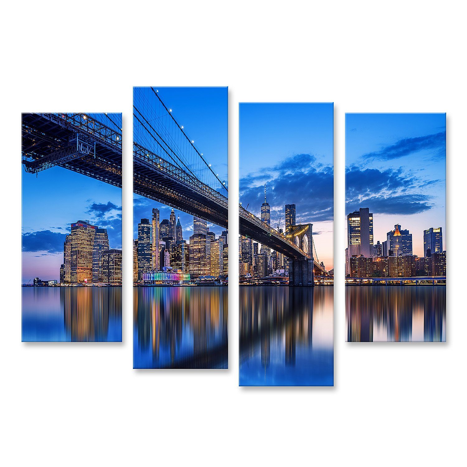 Leinwandbild Bild auf Leinwand Panoramablick Skyline New York Sonnenuntergang New Y